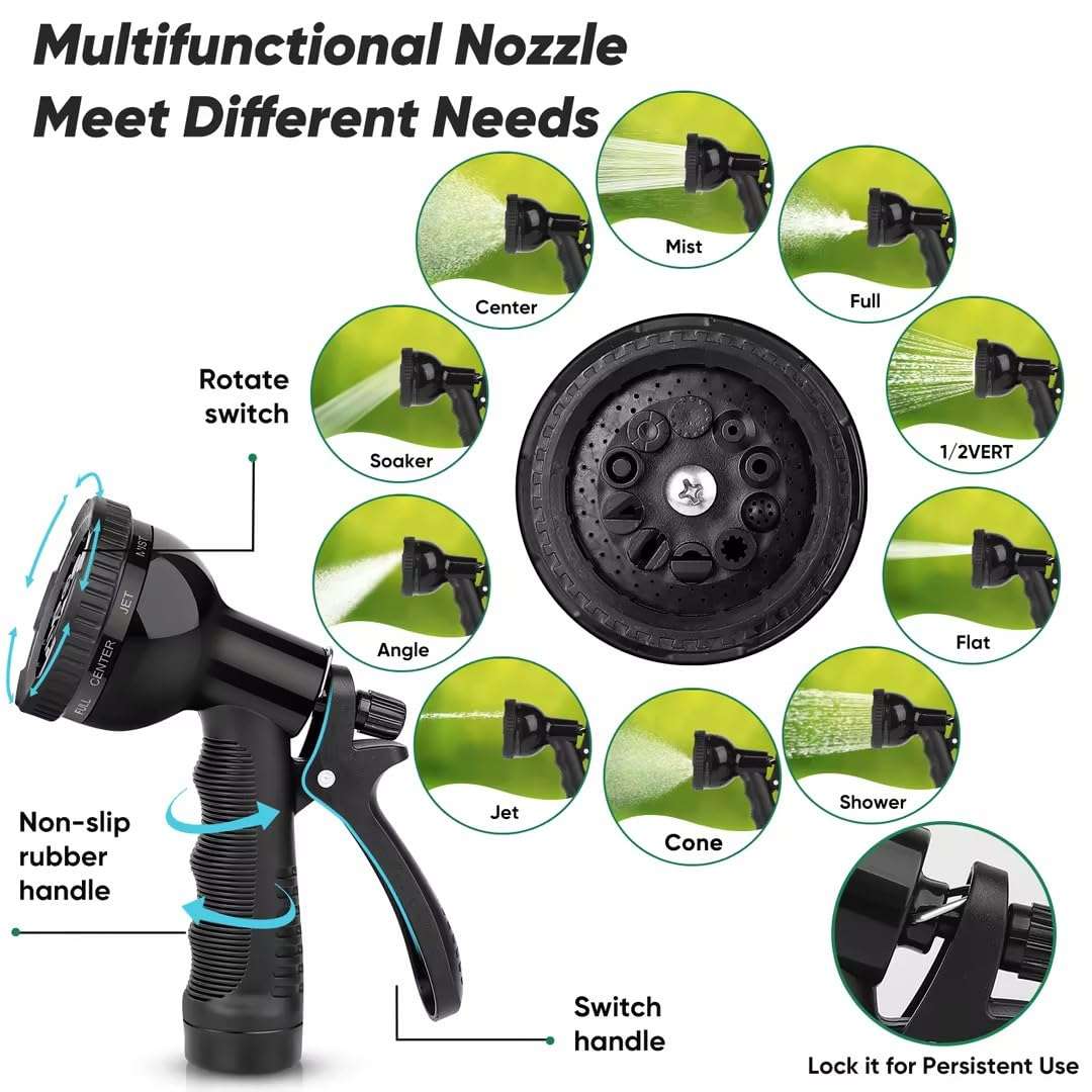 Garden Hose 50ft, Heavy Duty Stainless Steel Water Hose with 10 Functional Nozzles, No Kink, Lightweight and Flexible, Easy to Use and Store, Strong and Sturdy, Suitable for Yard and Lawn - Image 3