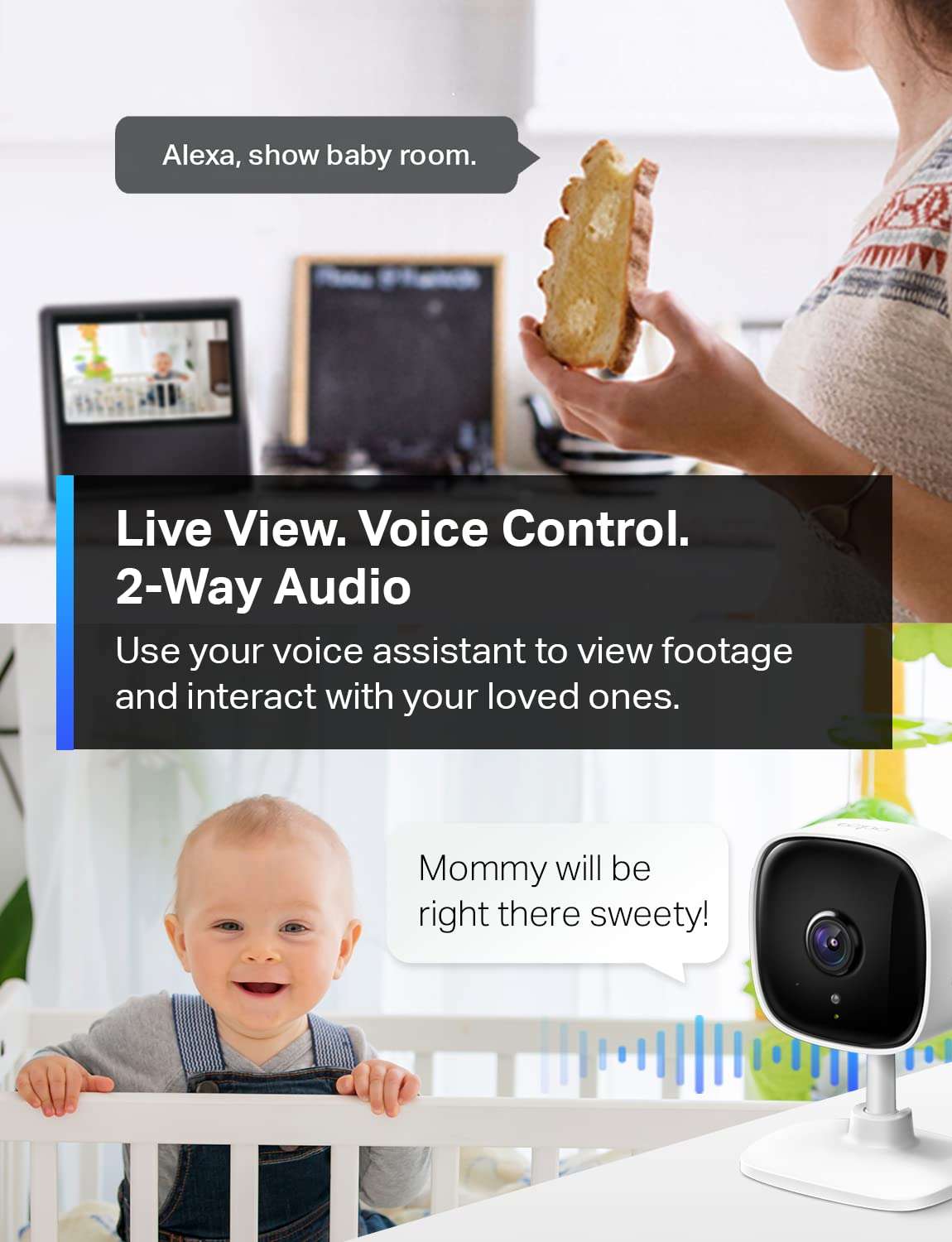 Tapo TP-Link 1080P Indoor Security Camera for Baby Monitor, Dog Camera w/Motion Detection, 2-Way Audio Siren, Night Vision, Cloud & SD Card Storage, Works w/Alexa & Google Home C100 - Image 4