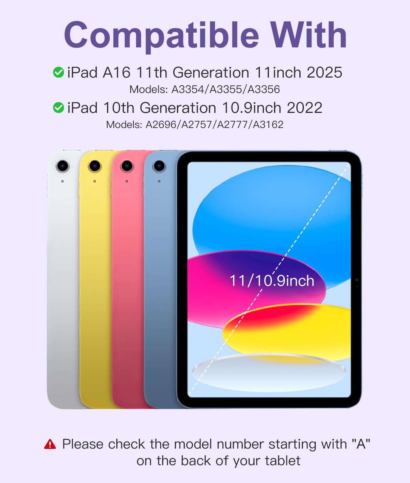 Hamile for iPad 11th 10th Generation Case with Keyboard - 7 Colors Backlit Wireless Detachable Folio Keyboard Cover with Pencil Holder for iPad 11-inch A16 2025 10th Gen 10.9 Inch 2022 (Purple) - Image 2