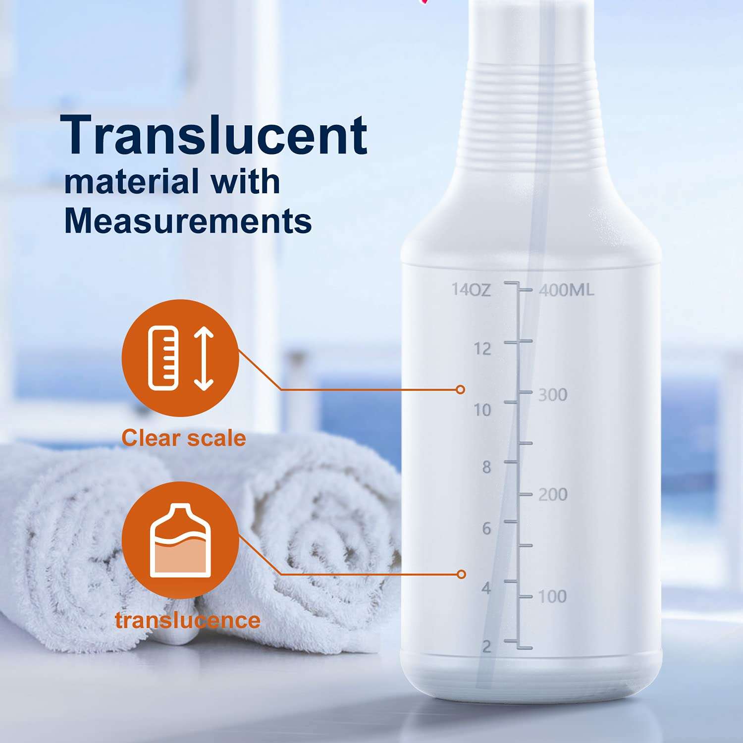 Veco Spray Bottle (5 Pack,16 Oz) with Measurements and Adjustable Nozzle(Mist & Stream Mode), HDPE Plastic Spray Bottles for Cleaning Solution, Household/Commercial/Industrial Use, No Leak and Clog - Image 6