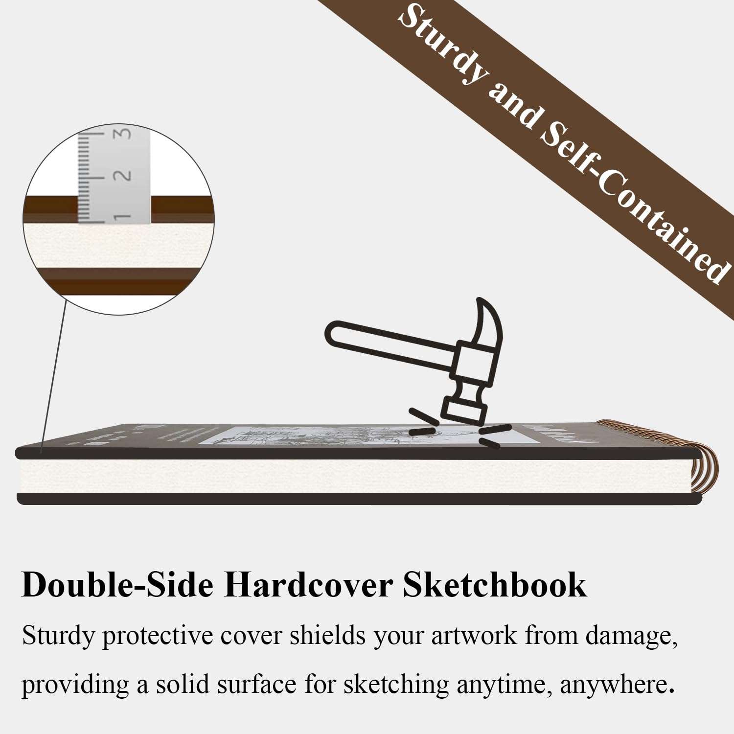 Fuxi 9" x 12" Sketch Book, Top Spiral Bound Sketch Pad, 100 Sheets 68lb/100gsm Acid-Free Drawing Paper, Art Sketchbook for Drawing Pad for Kids Artists & Beginners Professional Art Supplies for Adults - Image 2