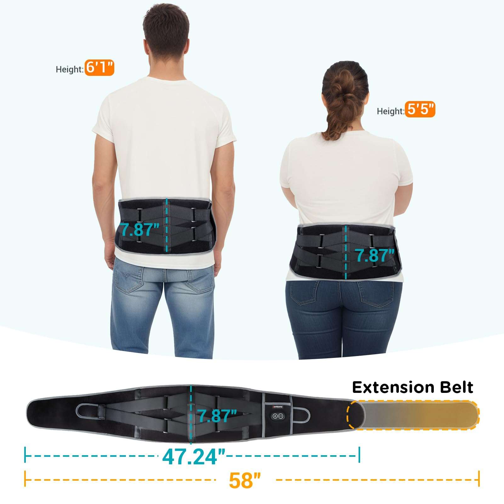 Comfytemp Cordless Heating Pad with Massager for Back Pain Relief, Portable Lower Back Massager FSA Eligible Wearable Rechargeable, Birthday Gifts for Grandma Grandpa Dad Mom Men Women 3 Heat Auto-Off - Image 5