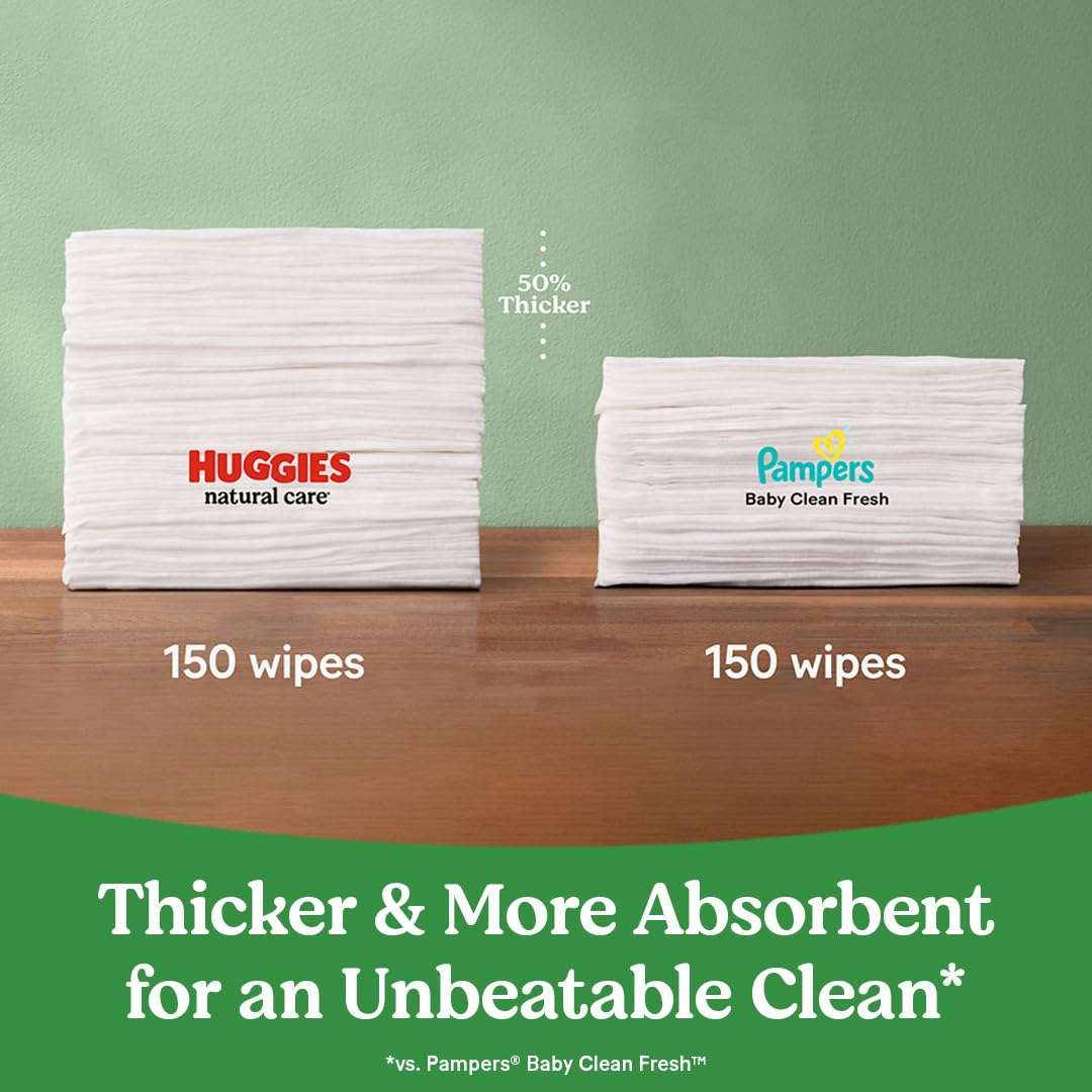 Huggies Natural Care Sensitive Baby Wipes, Unscented, Hypoallergenic, 99% Purified Water, 10 Flip-Top Packs (560 Wipes Total) - Image 4
