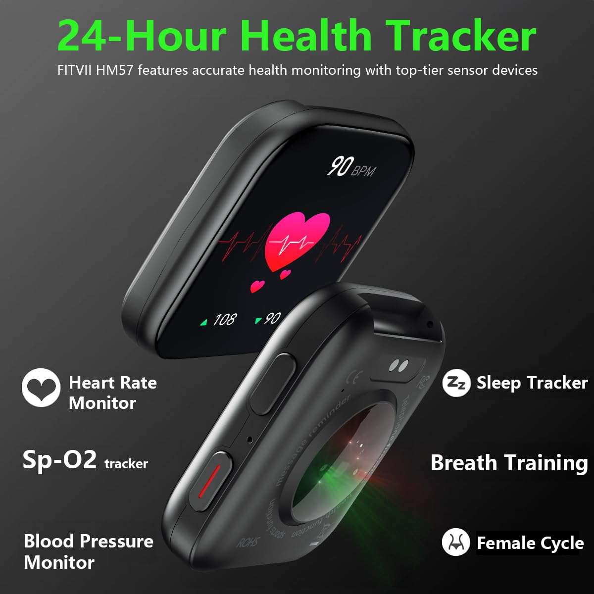 FITVII Health & Fitness Tracker (Answer/Make Calls), Smart Watch with 24/7 Heart Rate and Blood Pressure, Sleep Tracking, Blood Oxygen Monitor, 120+ Sport Modes Activity Tracker for Women Men - Image 3