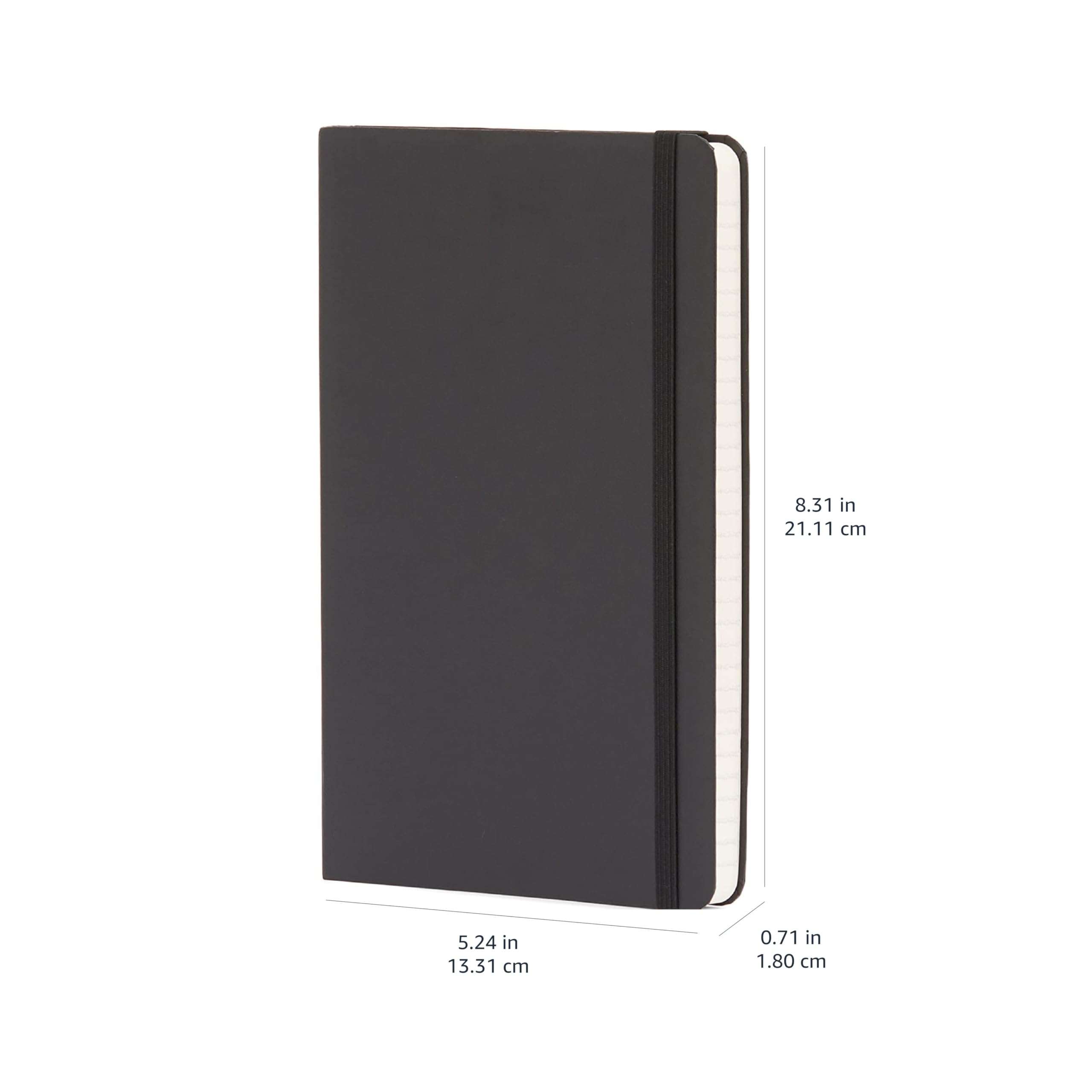 Amazon Basics Classic Lined Notebook, 240 Pages Hardcover, 5 x 8.25-Inch, Black - Image 3