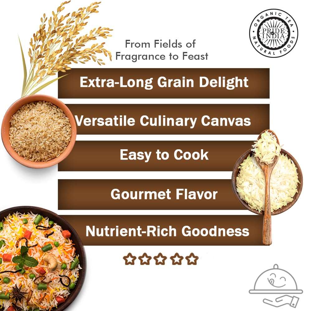 Pride Of India - Extra Long Brown Basmati Rice - Naturally Aged Healthy Grain, 3 lbs Jar - Image 4