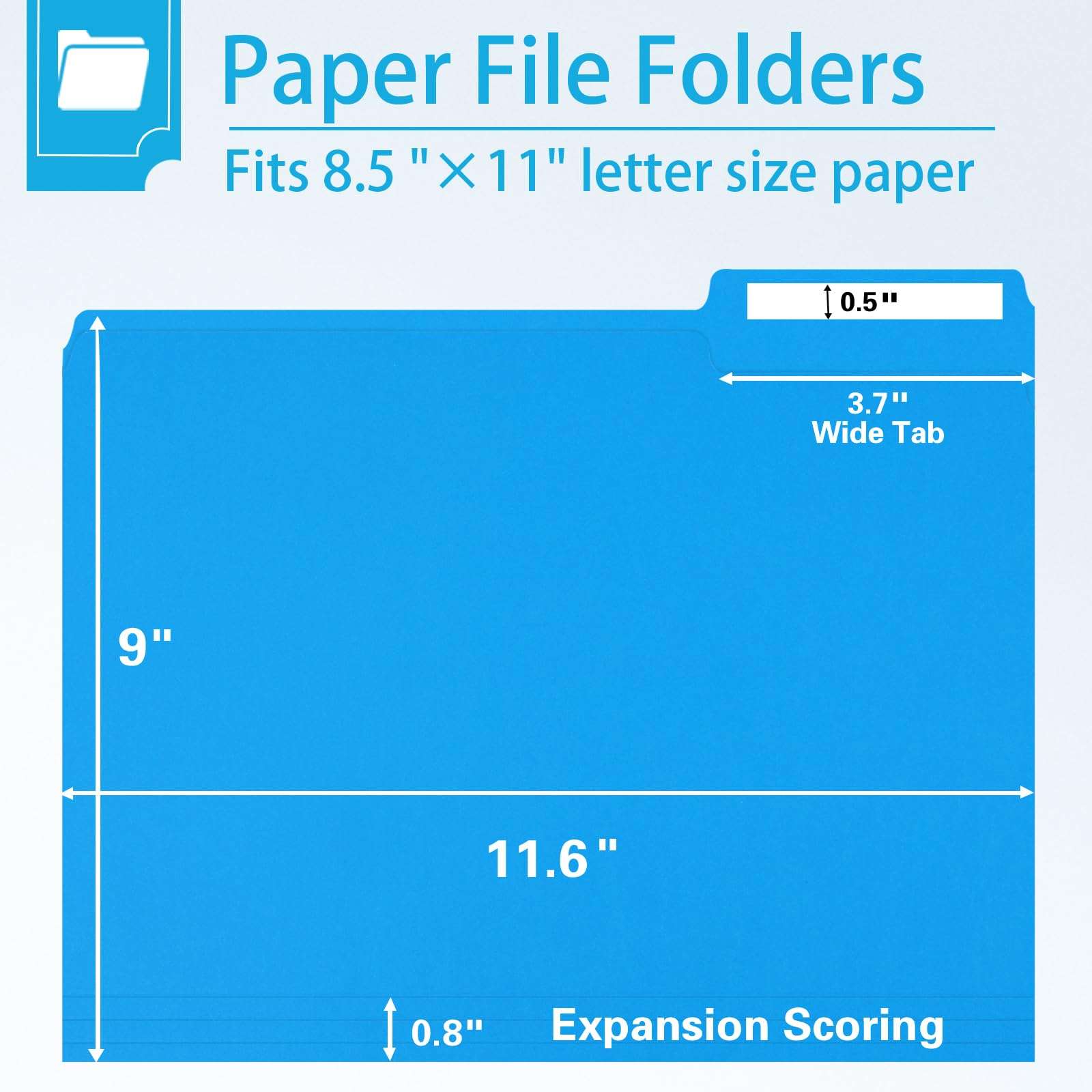 File Folder, RAZCC 150 Pack 1/3 Cut Tab Colored File Folders, File Folder Letter Size for Office Classroom Use, Assorted 5 Colors Folders with Tabs - Image 3