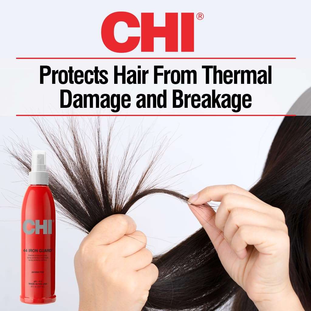CHI 44 Iron Guard Thermal Protection Spray, Nourishing Formula Helps Resist Heat Damage to Hair & Tame Frizz, Clear, 8 Oz - Image 6