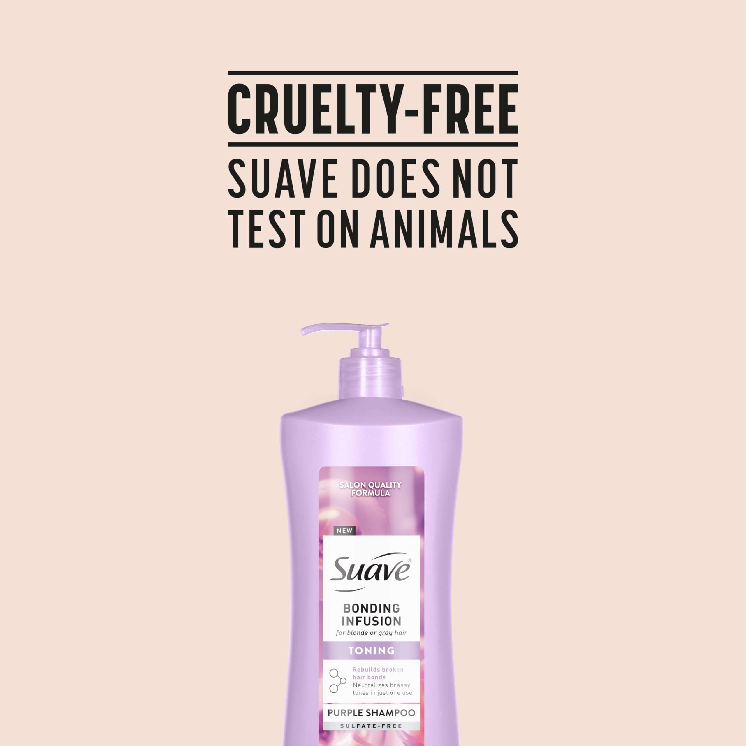 Suave 4 Pack Bonding Infusion Purple Toning Shampoo, 28oz Pump | for Neutralizing Brassy Tones in Blonde or Gray Hair | & Repairing Broken Hair Bonds - Image 7