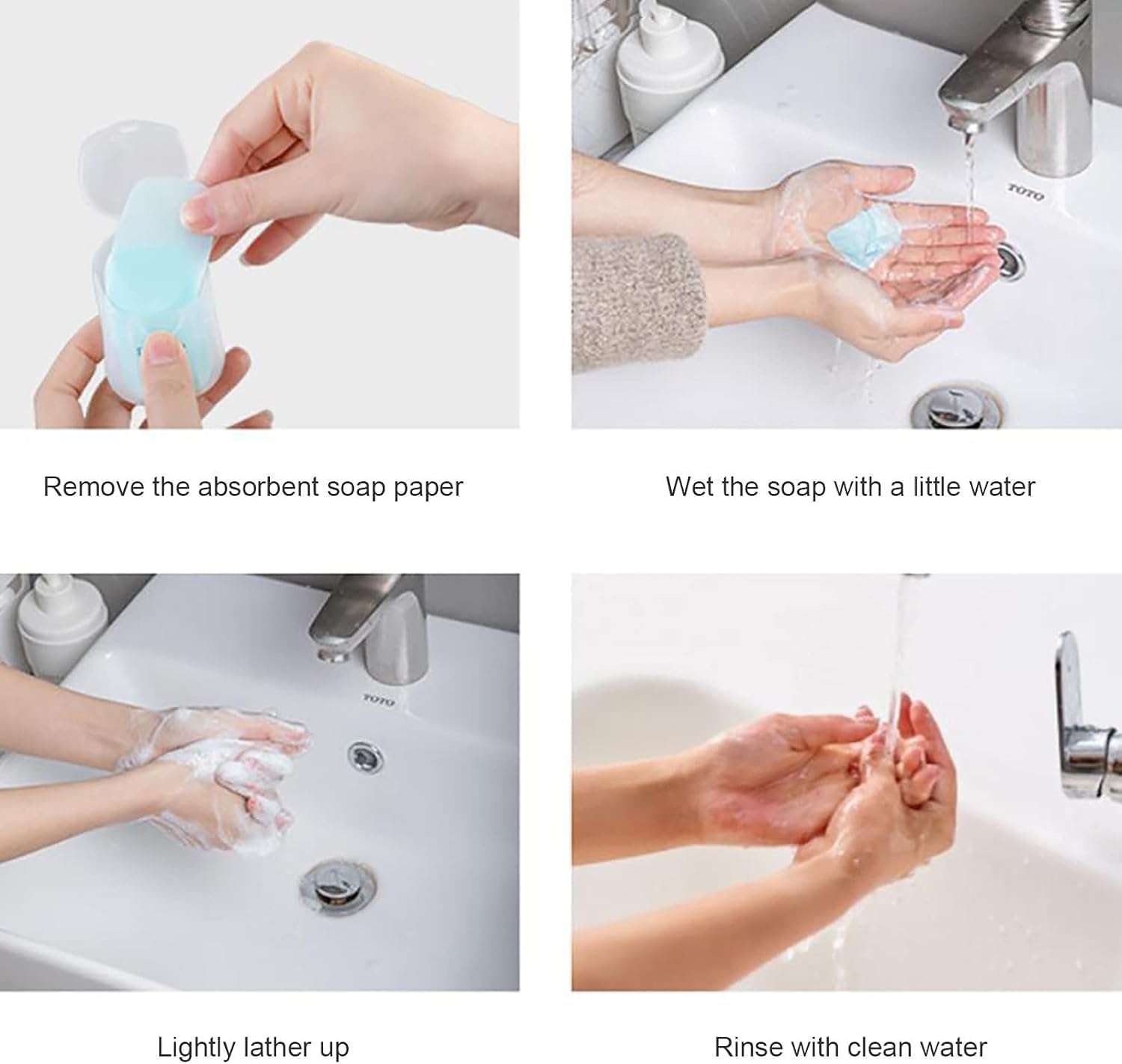 50Pcs Blue Portable Soap Sheets,Water Soluble Hand Washing Bath Scented Paper Camping Soap and Shampoo for Outdoor,Camping Hiking Mini Portable Travel Paper Sheets Disposable Personal Care - Image 9