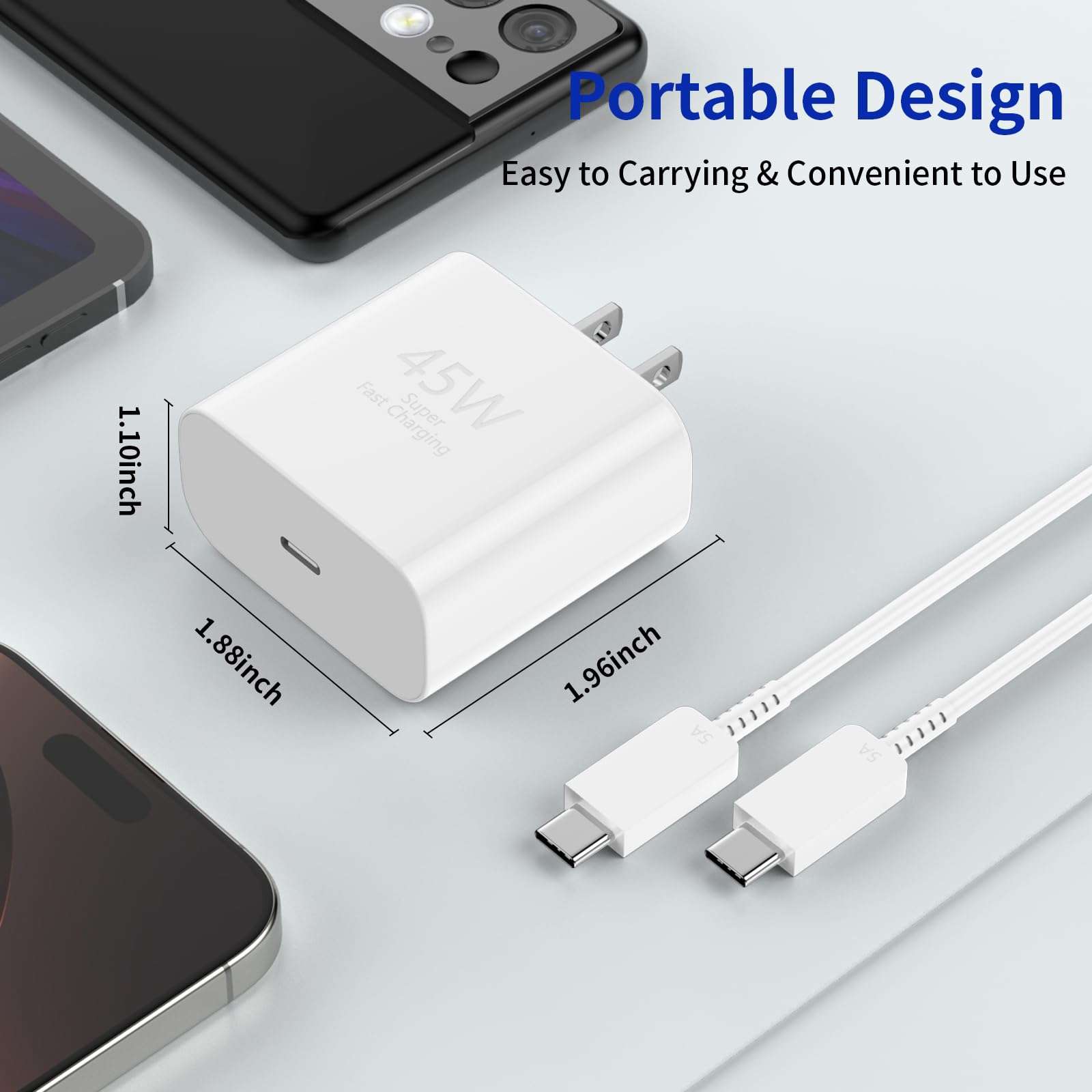 iPhone 16 Pro Max Charger Fast Charging 10FT,45W USB C iPhone 16 Super Fast Charger Block with Long Type C Charging Cable for iPhone 16/16 Pro/16 Pro Max/16 Plus/15/15 Pro Max/Pro,Galaxy S24(2Pack) - Image 3