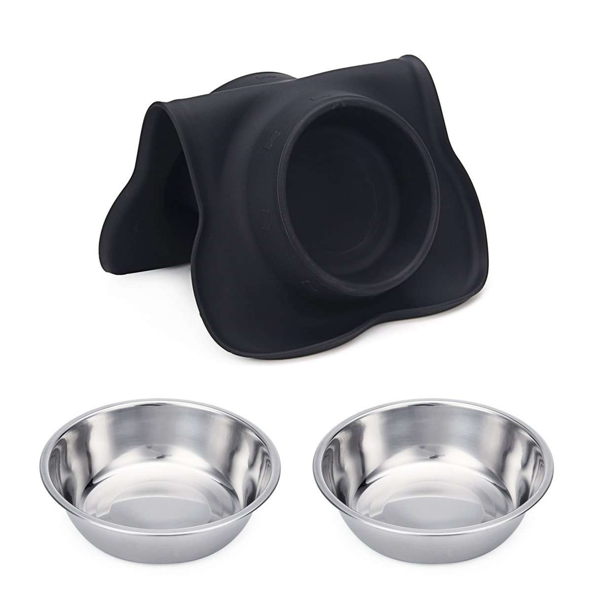 Hubulk Pet Dog Bowls 2 Stainless Steel Dog Bowl with No Spill Non-Skid Silicone Mat + Pet Food Scoop Water and Food Feeder Bowls for Feeding Small Medium Large Dogs Cats Puppies (S, Black) - Image 7