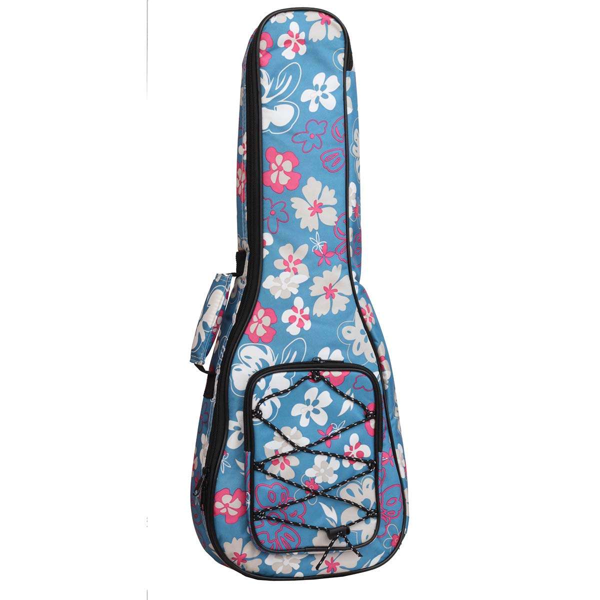 MUINS Ukulele Bag,21 23 26 30 Durable Colorful Ukelele Case with Thicker Pad For Soprano Concert Tenor Uke with Double Adjustable Straps, Storage and Handle (Light Blue Flower, 26 Inch) - Image 2