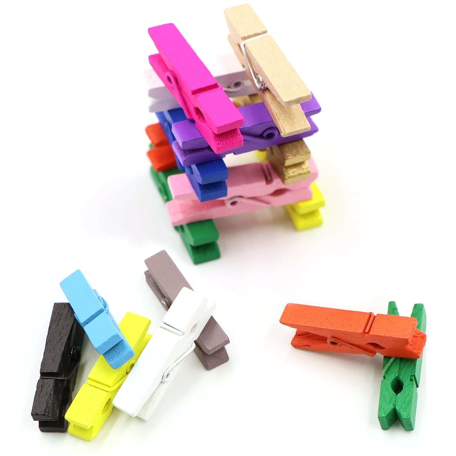 JABINCO (Pack of 128) Mini Wooden Colored clothespins,16 coloers Each 8pcs, Colored - Image 5