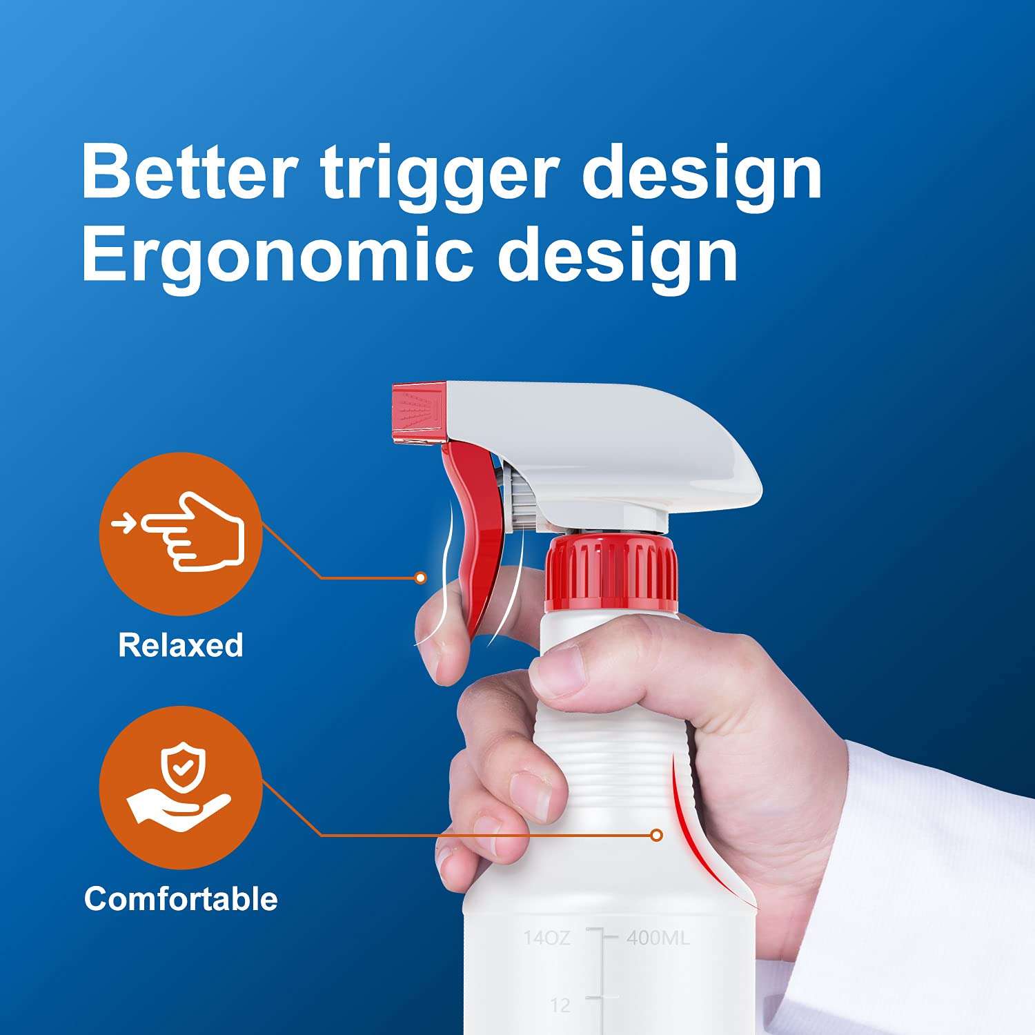 Veco Spray Bottle (5 Pack,16 Oz) with Measurements and Adjustable Nozzle(Mist & Stream Mode), HDPE Plastic Spray Bottles for Cleaning Solution, Household/Commercial/Industrial Use, No Leak and Clog - Image 7