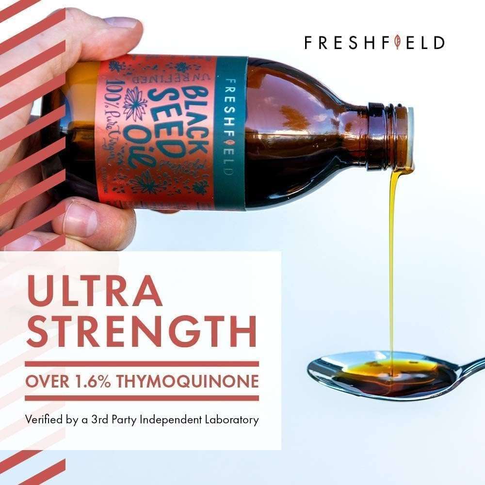 Freshfield Black Seed Oil | Vegan Friendly, Thymoquinone, Premium (Black Cumin Seed Oil, Nigella Sativa) | Cold Pressed | Ultra Strength | Pure and 100% Natural. 8 oz Liquid - Image 3
