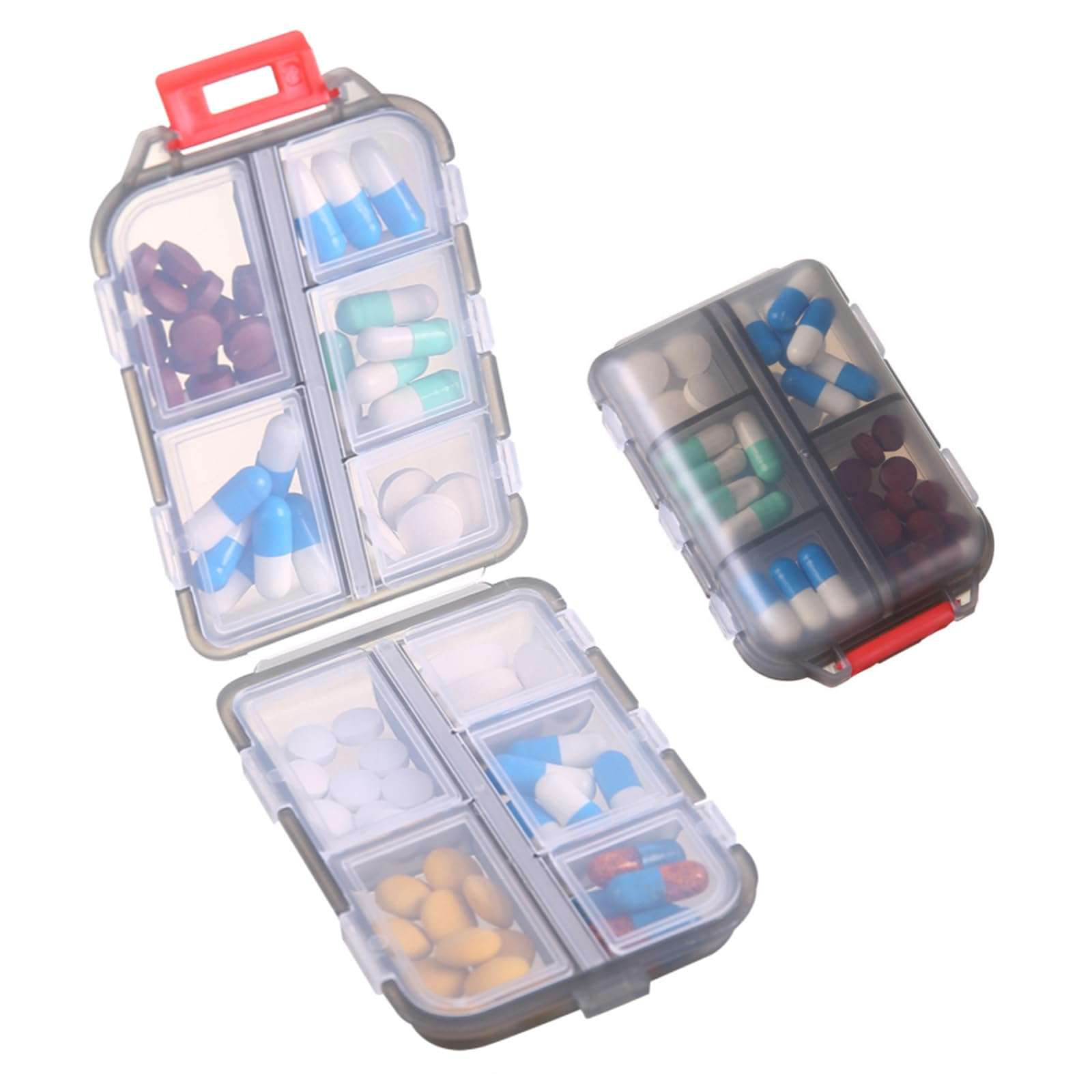 Zuihug 1Pack Travel Pill Organizer - 10 Compartments Pill Case, Compact and Portable Pill Box, Perfect for On-The-Go Storage, Pill Holder for Purse Gray - Image 1
