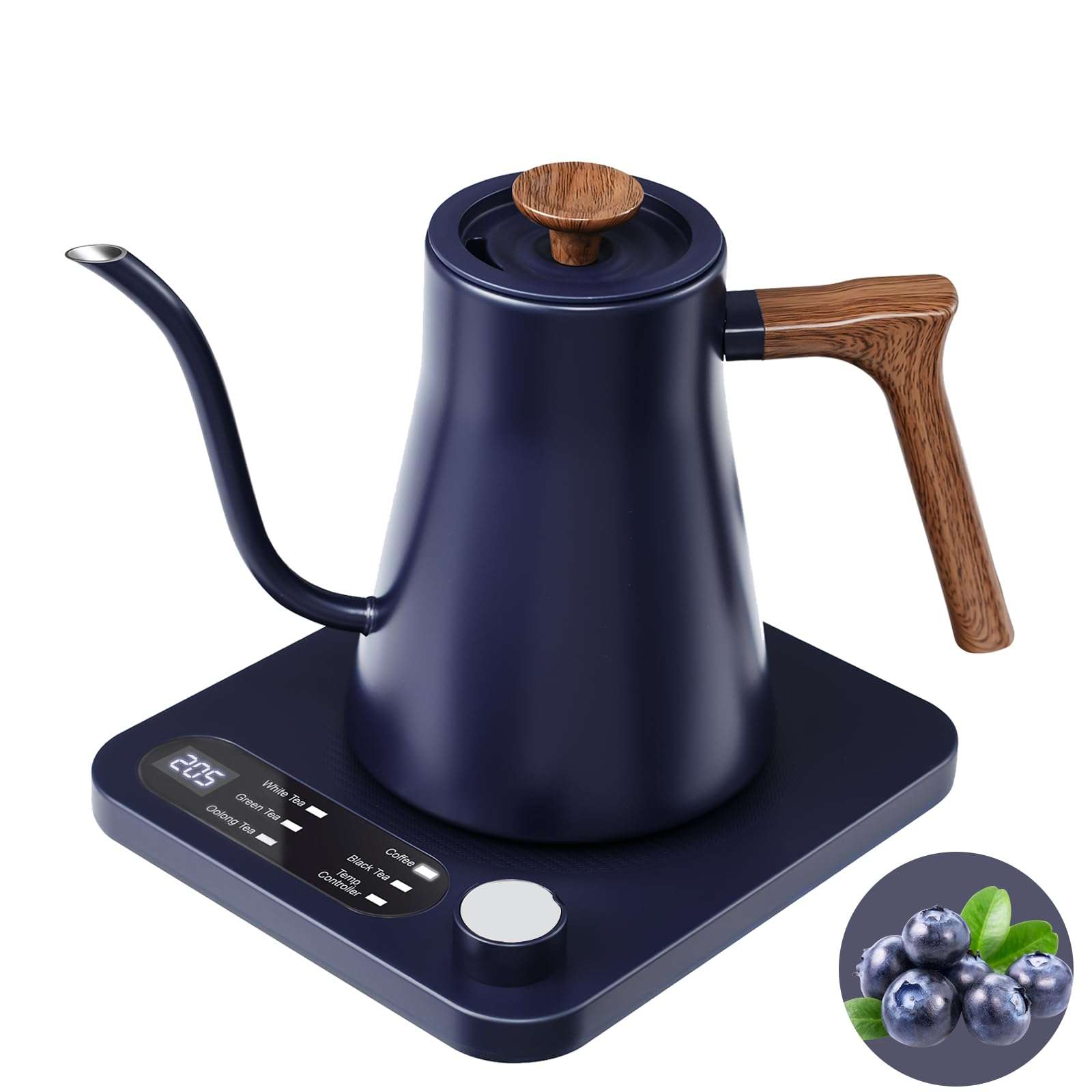 Gooseneck Electric Kettle - 1200W Quick Boil, Temp Control with 5 Presets & ±5℉ Adjustment, Accurate Pouring, 24oz Small Pour Over Coffee & Tea Kettle, 2H Auto Keep Warm, Stainless Steel, Blue - Image 1
