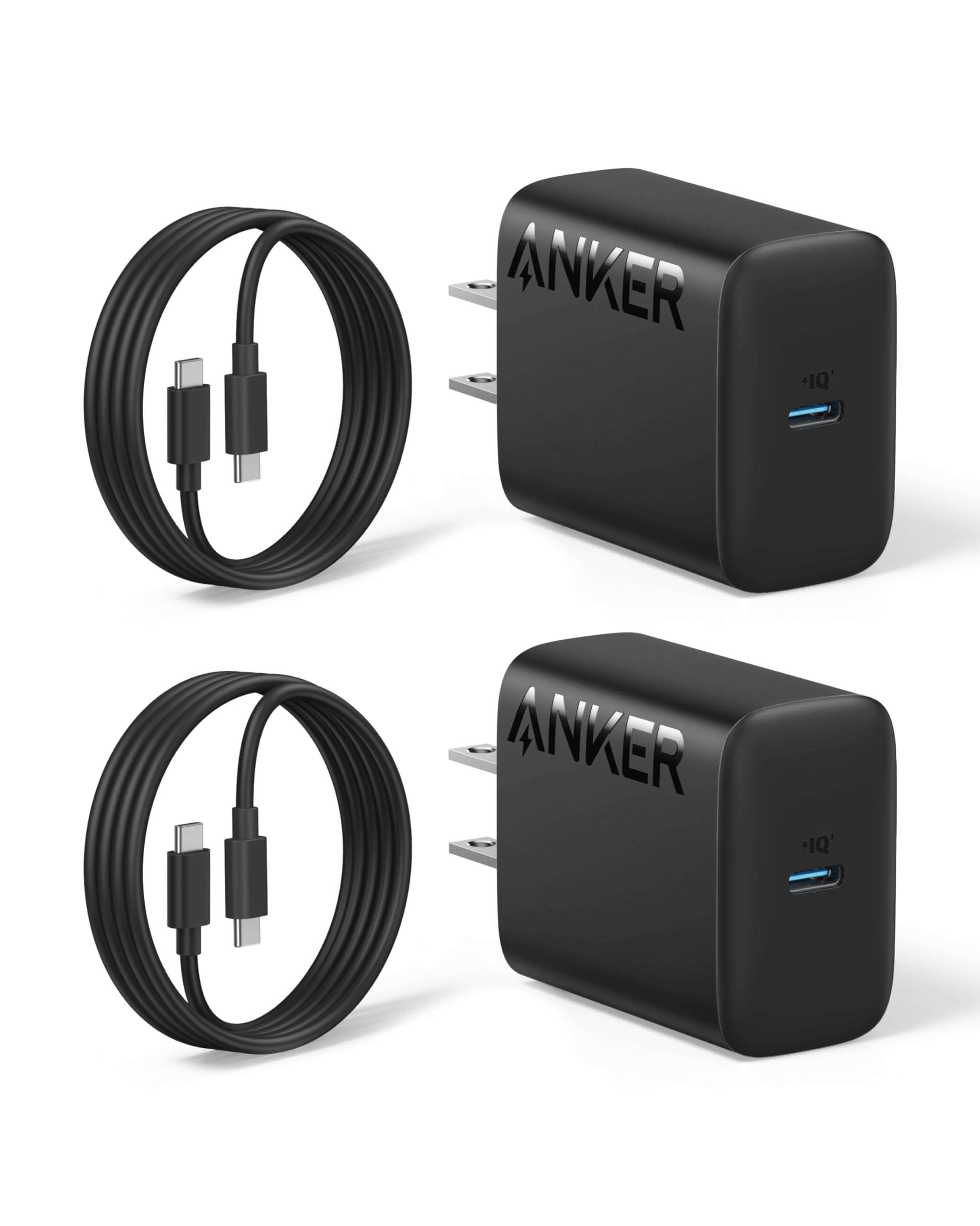 Anker 25W USB-C Super Fast Charger, Anker Charger (Non-Foldable) with USBC Cable, Supports PPS Fast Charging for Samsung Galaxy S23 Ultra/S23+/S23/S22/S21/S20/Note 20, & More 2Pack 5ft Cable Included - Image 1