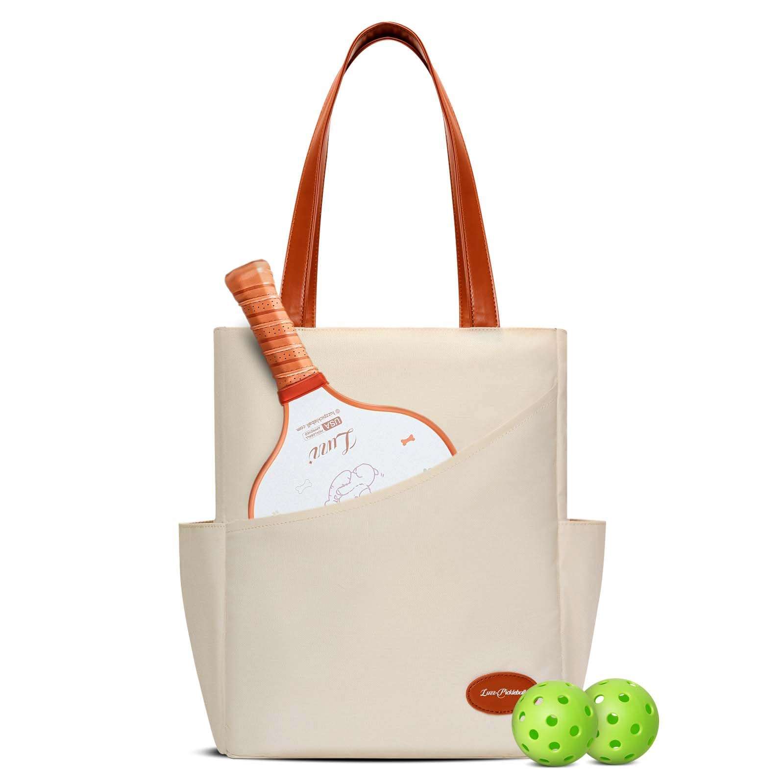LUZZ Pickleball Tote Bag for Women with Pickleball Handbag 2 Paddle Compartment Front and behind Pockets Fashion Sport Tote - Image 1