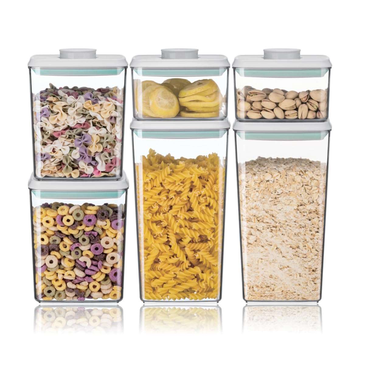 Ankou Airtight Food Storage Container Sets with Lids 6Pcs Pop Containers for Kitchen Pantry Organization BPA-Free Stackable Kitchen Storage Containers for Cereal Flour Sugar (0.5, 1.2, 1.8qt)*2 - Image 1