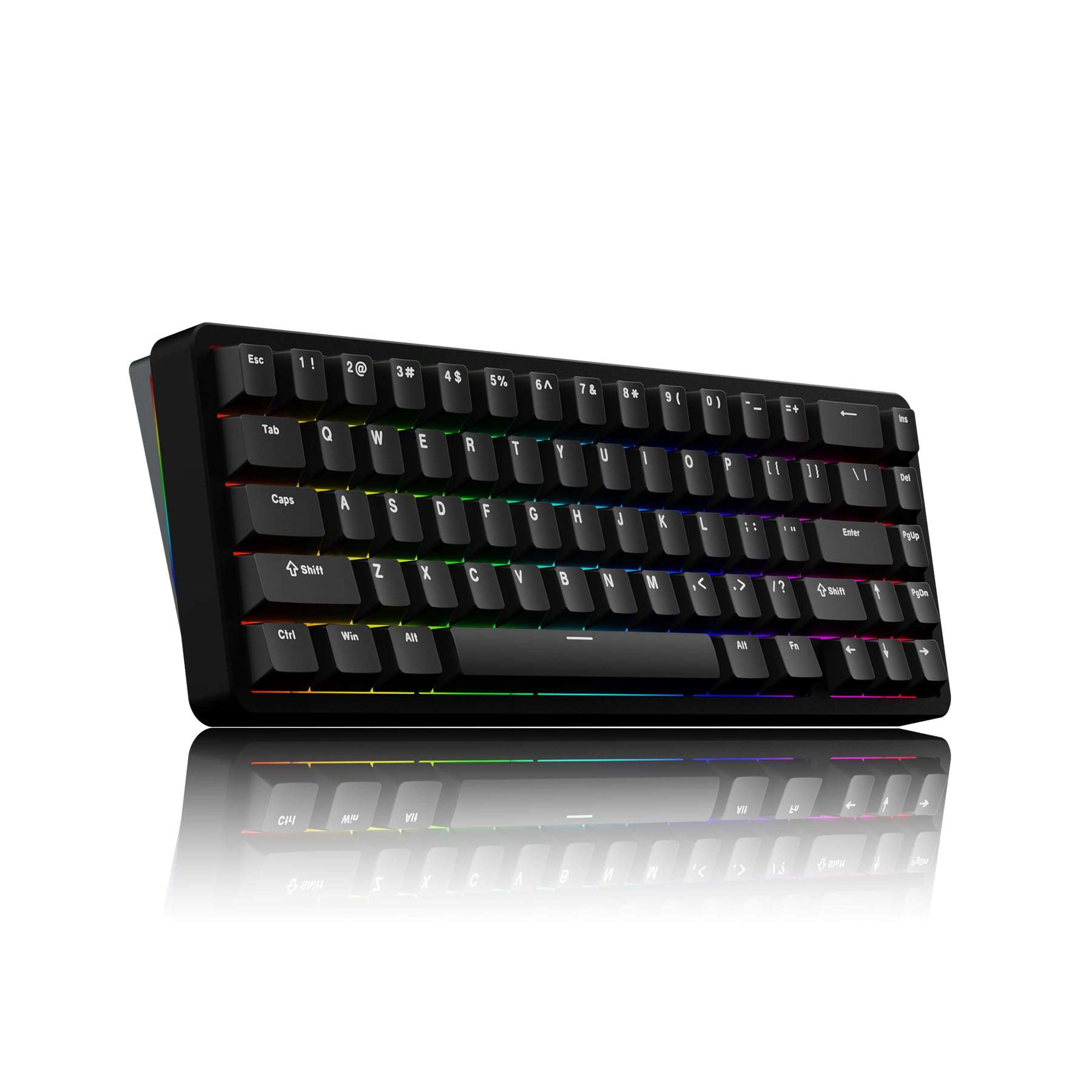 Chilkey ND65 Wireless Aluminum Mechanical Keyboard, 65% Layout Portable Gaming Keyboard, Tri-Mode BT5.0/2.4GHz/USB-C Hot Swappable Custom RGB Backlit Key Board for Laptop Office PC - Black - Image 1