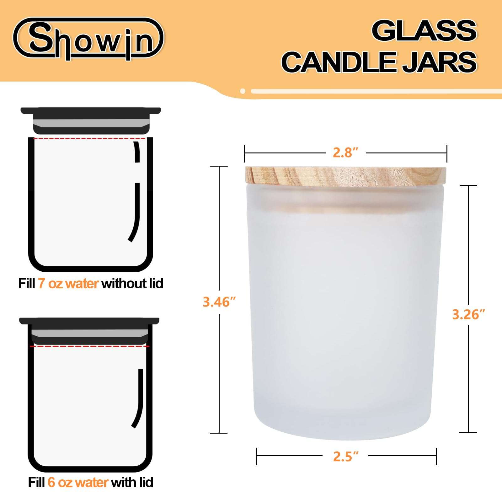 SHOWIN Thick Candle Jars for Making Candles 16 Pcs, 7 OZ Empty Jars with Wood Lids for Candle Making, Sample Container, Frosted White - Image 2