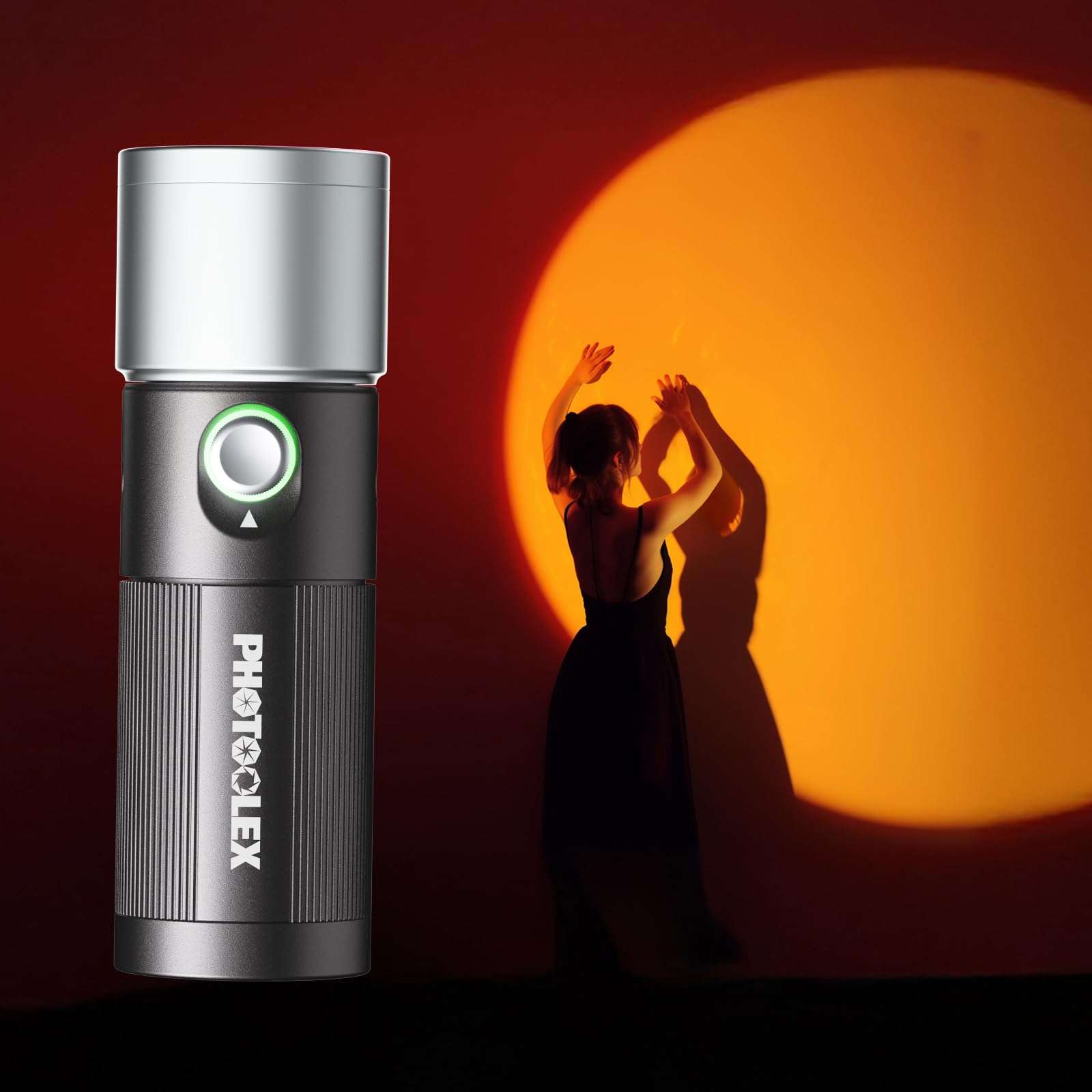 PHOTOOLEX 4 Colors Photography Flashlight, 8400mAh Power Portable Spotlight for Photography, LED Flashlight Aluminum Alloy Light for Video Recording & Vlogging, Sunset Light Rechargeable Flashlights - Image 1