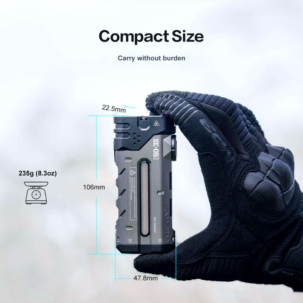 LOOP GEAR SK05 Pro Flat LED Flashlight with 8000mAh Power Bank, Sidelight Flashlight Combines Floodlight and Spotlight, 4360 High Lumens, Rechargeable, Magnetic Tail, IP68 Perfect for Camping, Outdoor - Image 7