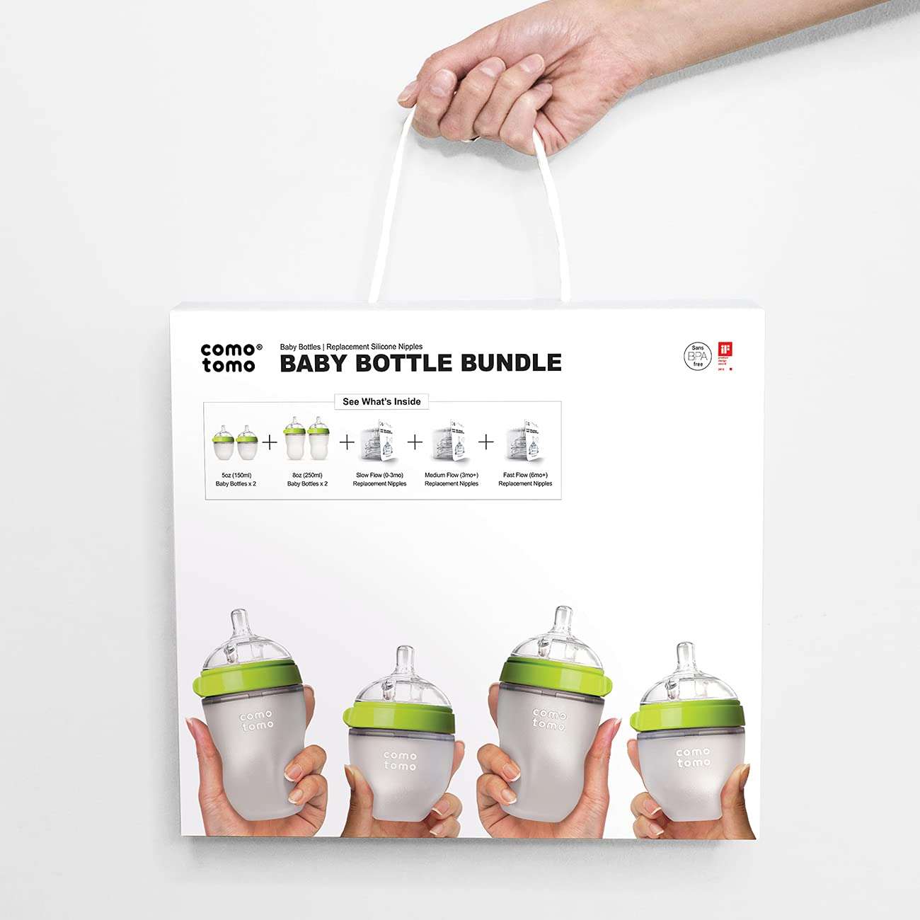 Comotomo Baby Bottle Bundle, Green, (7 Piece Set) - Image 6