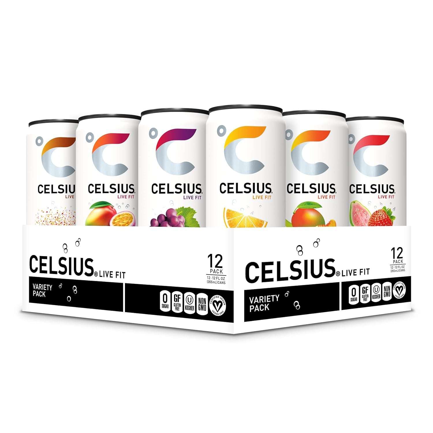 CELSIUS Assorted Flavors Official Variety Pack, Functional Essential Energy Drinks, 12 Fl Oz (Pack of 12) - Image 1