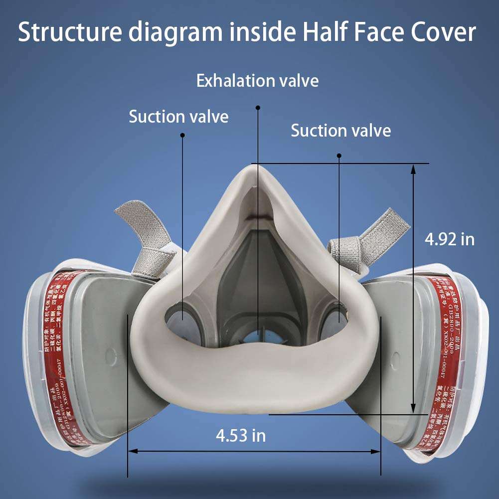 RBLCXG Respirator Reusable Half Face Cover Gas Mask with Safety Glasses, Filters for Painting, chemical, Organic Vapor, Welding, Polishing, Woodworking and Other Work Protection - Image 3