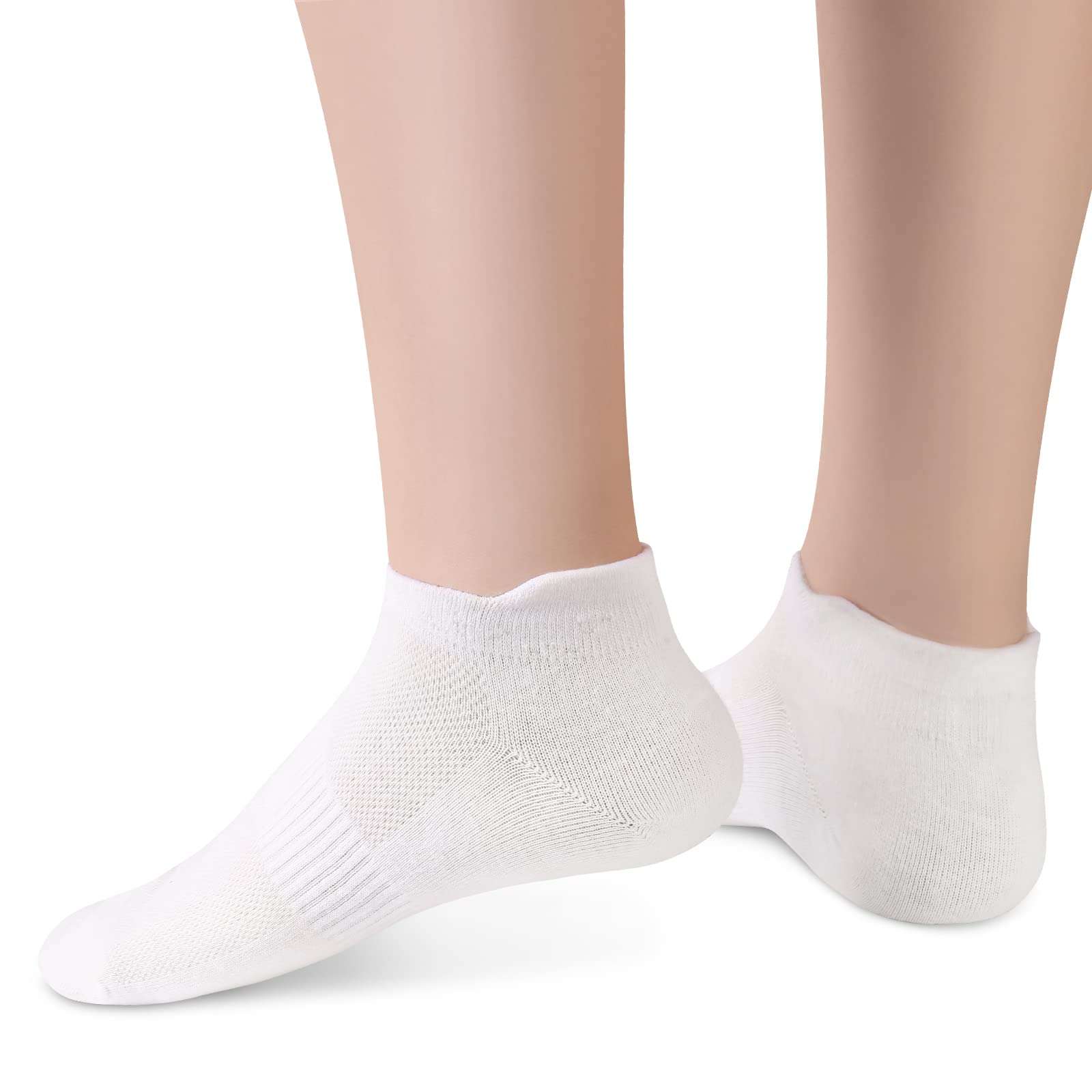 Women's Ankle Cotton Socks - Low Cut Athletic Running Soft Thin No Show White Socks With Tab 6 Pairs - Image 2