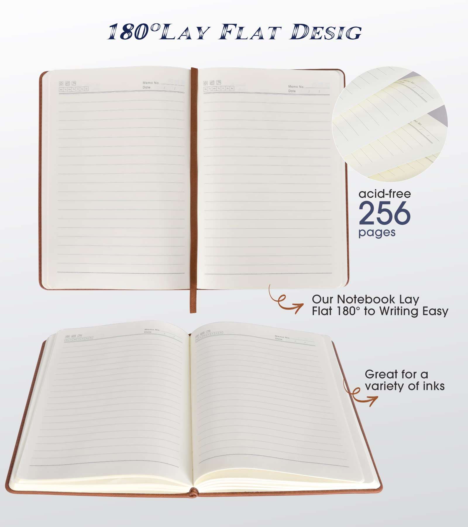 Biuwory Lined Journal Notebook for Women Men,256 Pages A5 Hardcover Leather Journals for Writing,Travel,Business,Work & School,College Ruled Notebooks for Note Taking,Diary Notepad 5.7"×8.3"(Brown) - Image 5