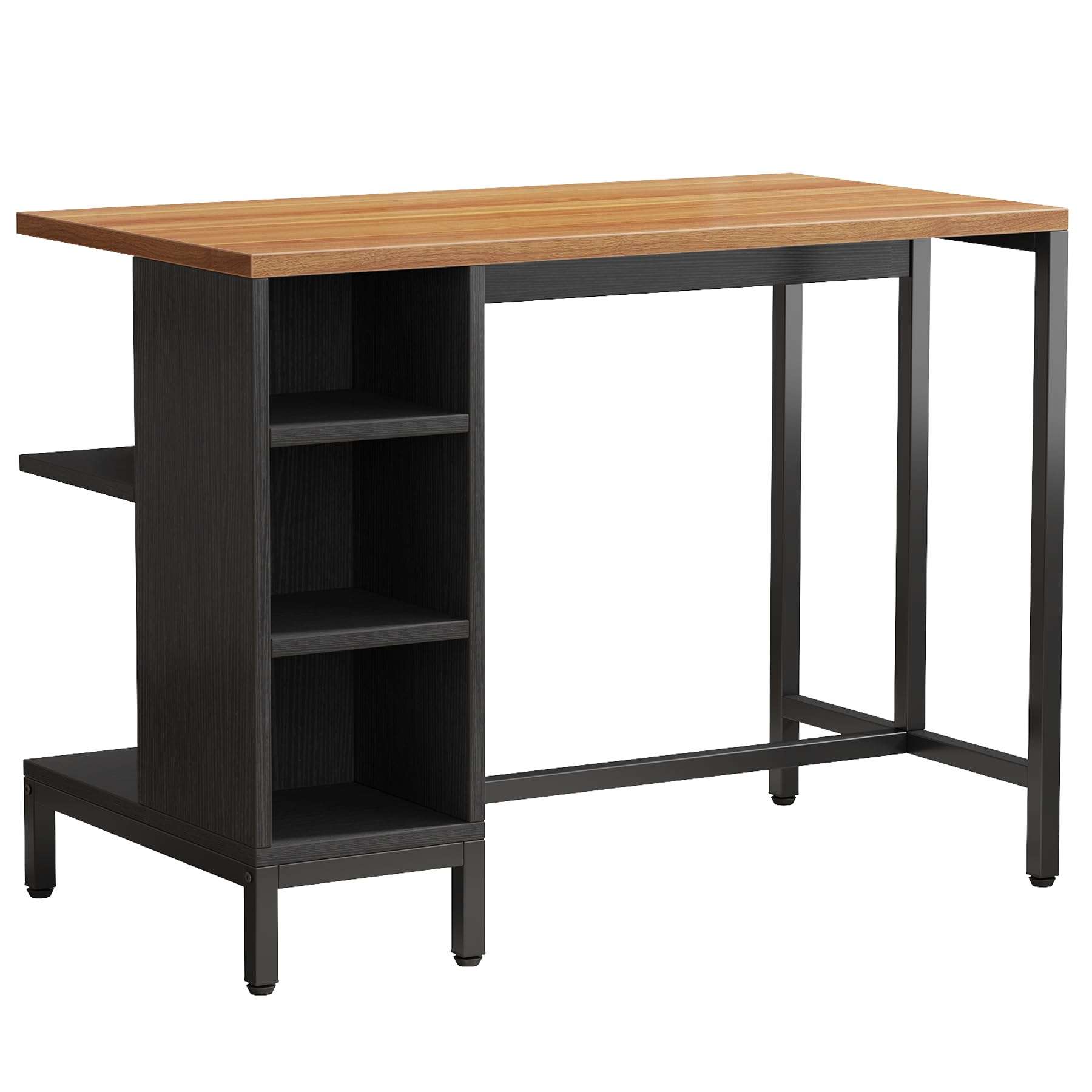 Tribesigns Kitchen Island, Kitchen Shelf Bar Table with 5 Open Storage Shelves and Large Worktop, Industrial Butcher Block Island (Stools Not Included) - Image 9