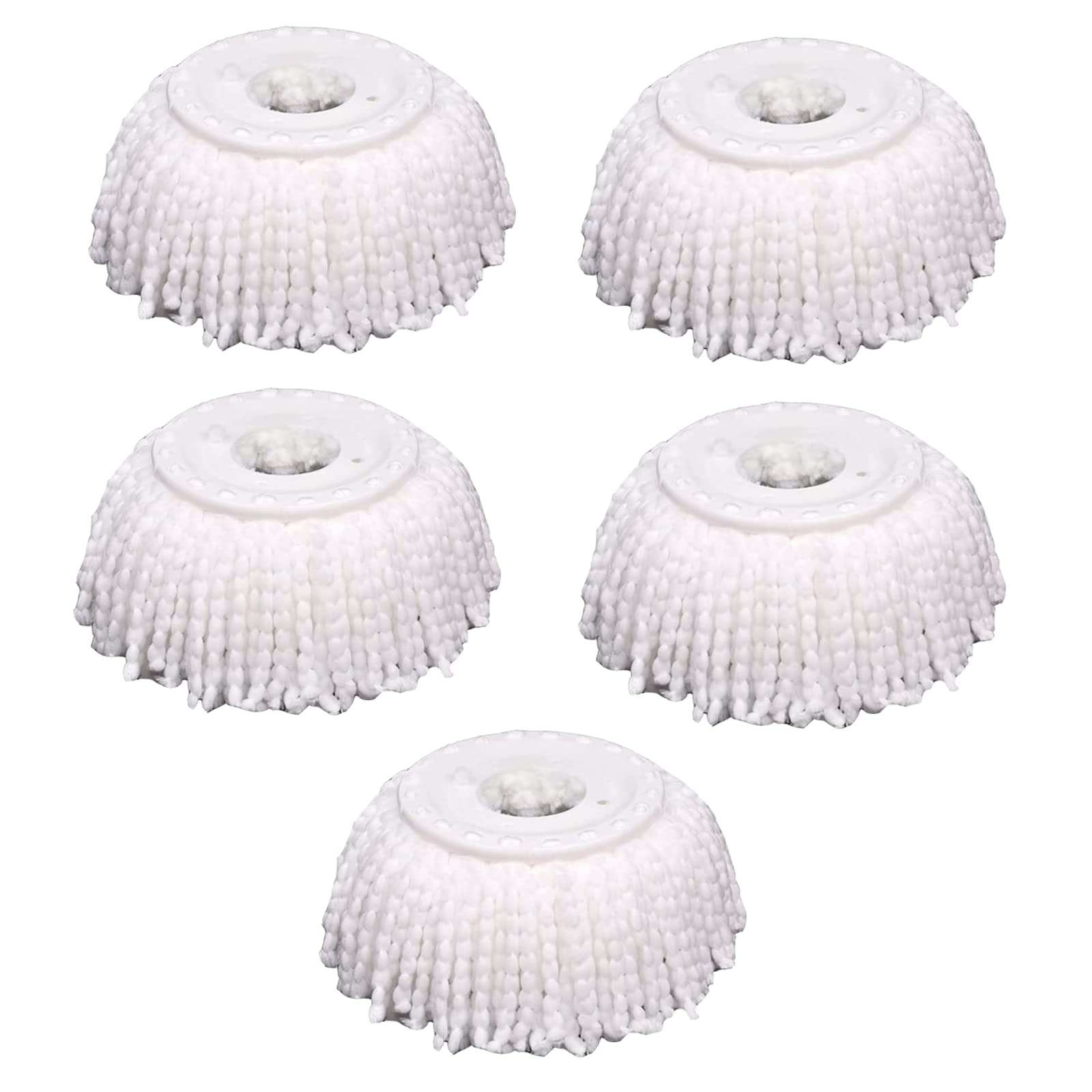 5 PCS Microfiber Replacement Mop Head Spin Mop Head Replacement 5-Pack, Microfiber Refill Heads Universal for 360 Spin Magic Mopping, Round Shape Standard Size White - Image 1