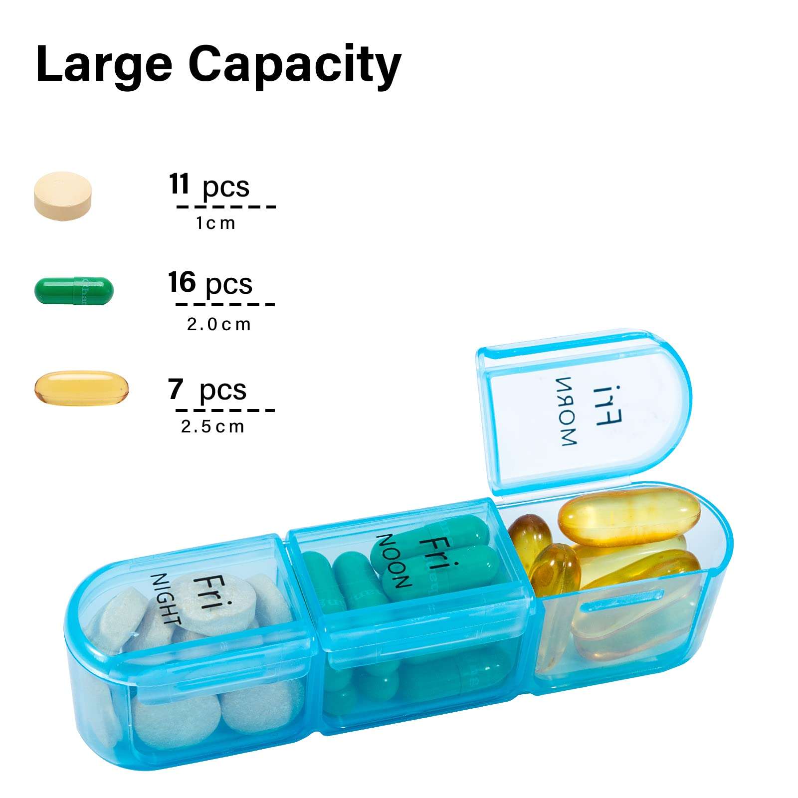 Daviky Pill Organizer 3 Times a Day, Daily Pill Box 7 Day, Weekly Cases Medicine Organizers to Hold Vitamins and Medication - Image 2