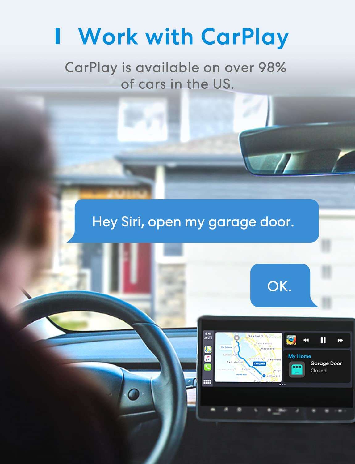 meross Smart Garage Door Opener Remote, Compatible with Apple HomeKit, Amazon Alexa, Google Assistant, CarPlay and SmartThings, No Hub Required - Image 4