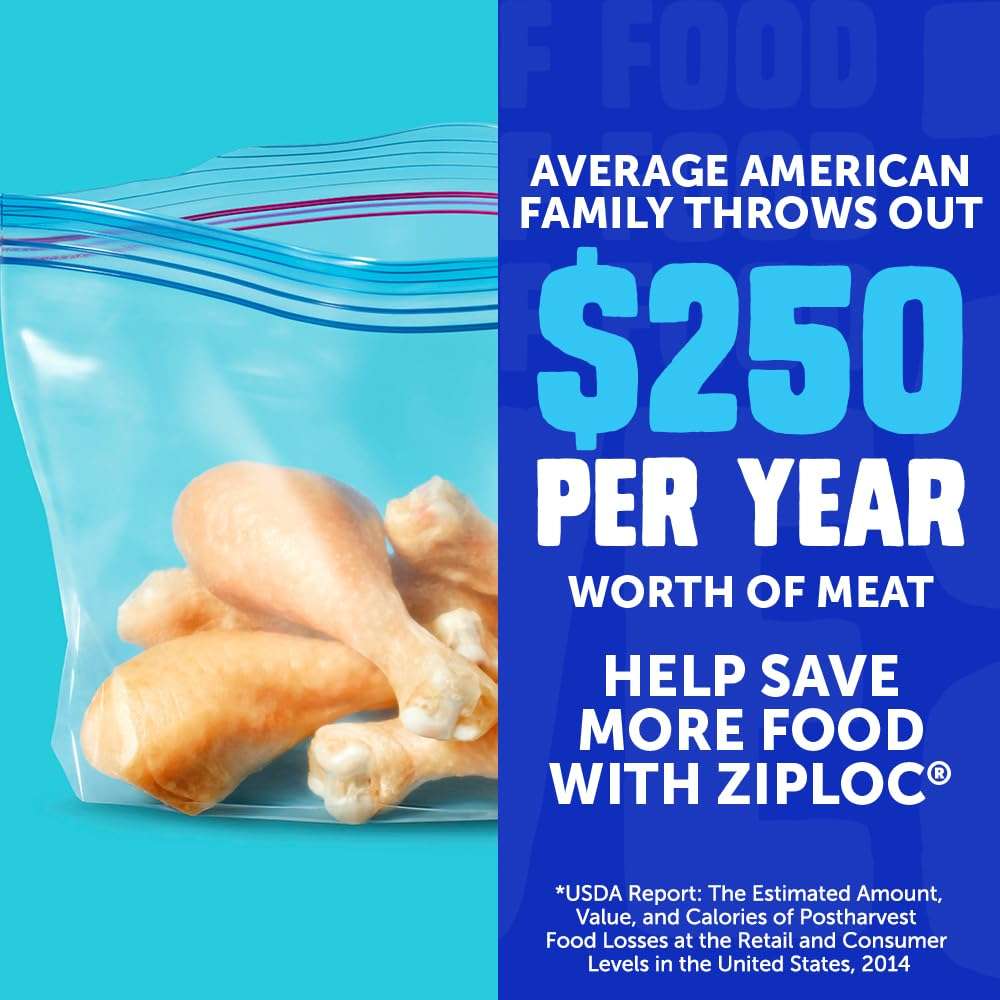 Ziploc Half Gallon Food Storage Freezer Bags, Grip 'n Seal Technology for Easier Grip, Open, and Close, 40 Bags Total - Image 3