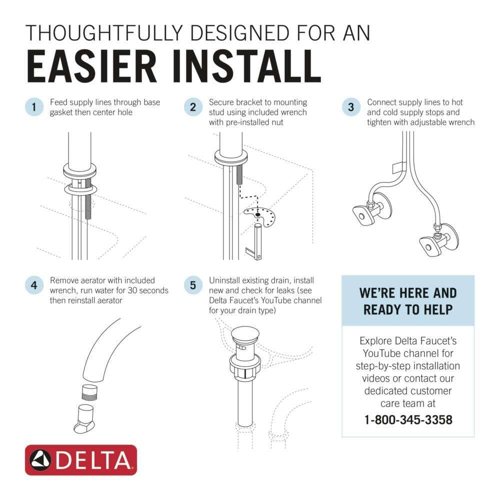 Delta Faucet Arvo Single Hole Bathroom Faucet Brushed Nickel, Single Handle Bathroom Faucet, Bathroom Sink Faucet, Drain Assembly Included, SpotShield Stainless 15840LF-SP - Image 7