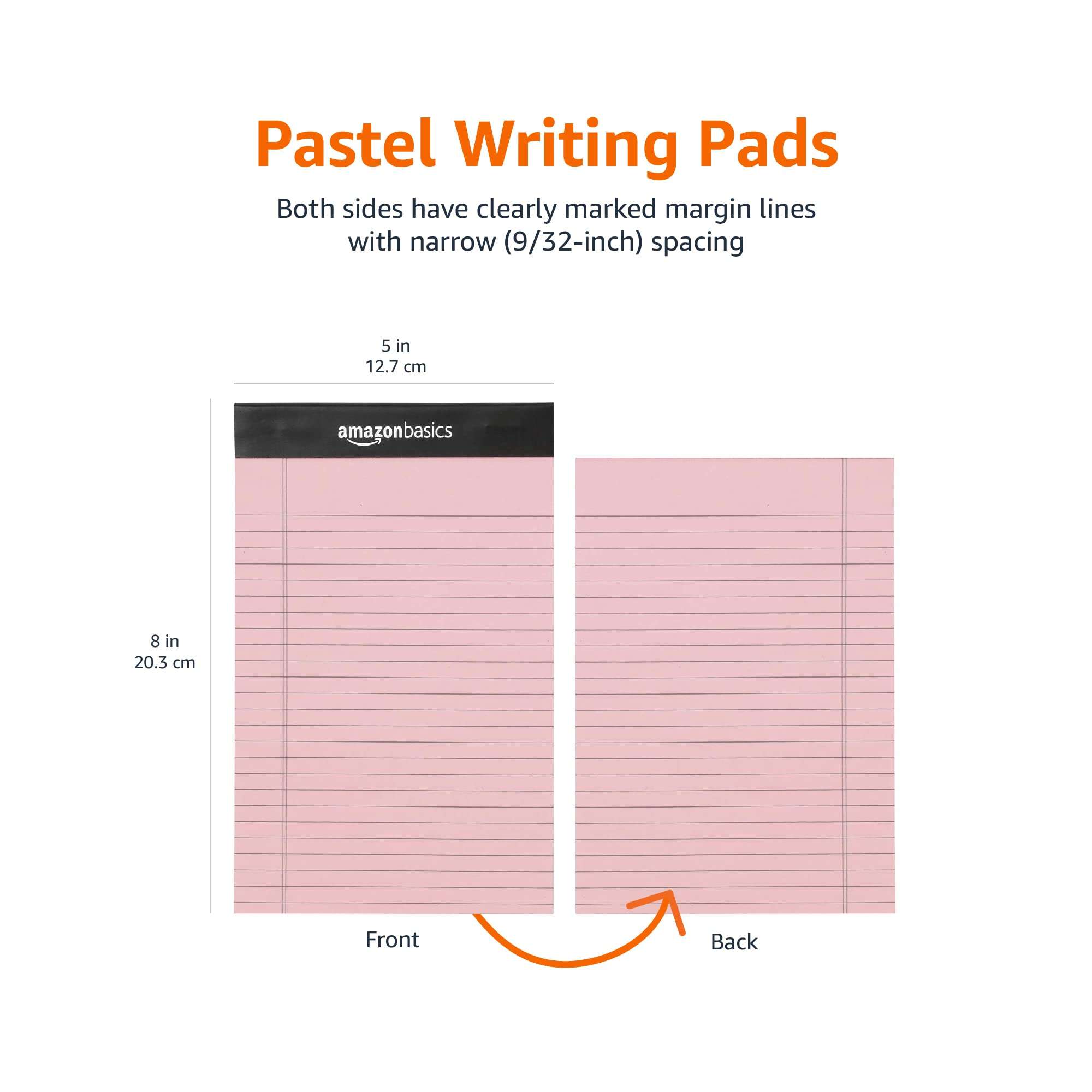 Amazon Basics Narrow Ruled 5-Inch by 8-Inch Lined Writing Note Pads, 6 Count (50 Sheet Pads), Multicolor - Image 2