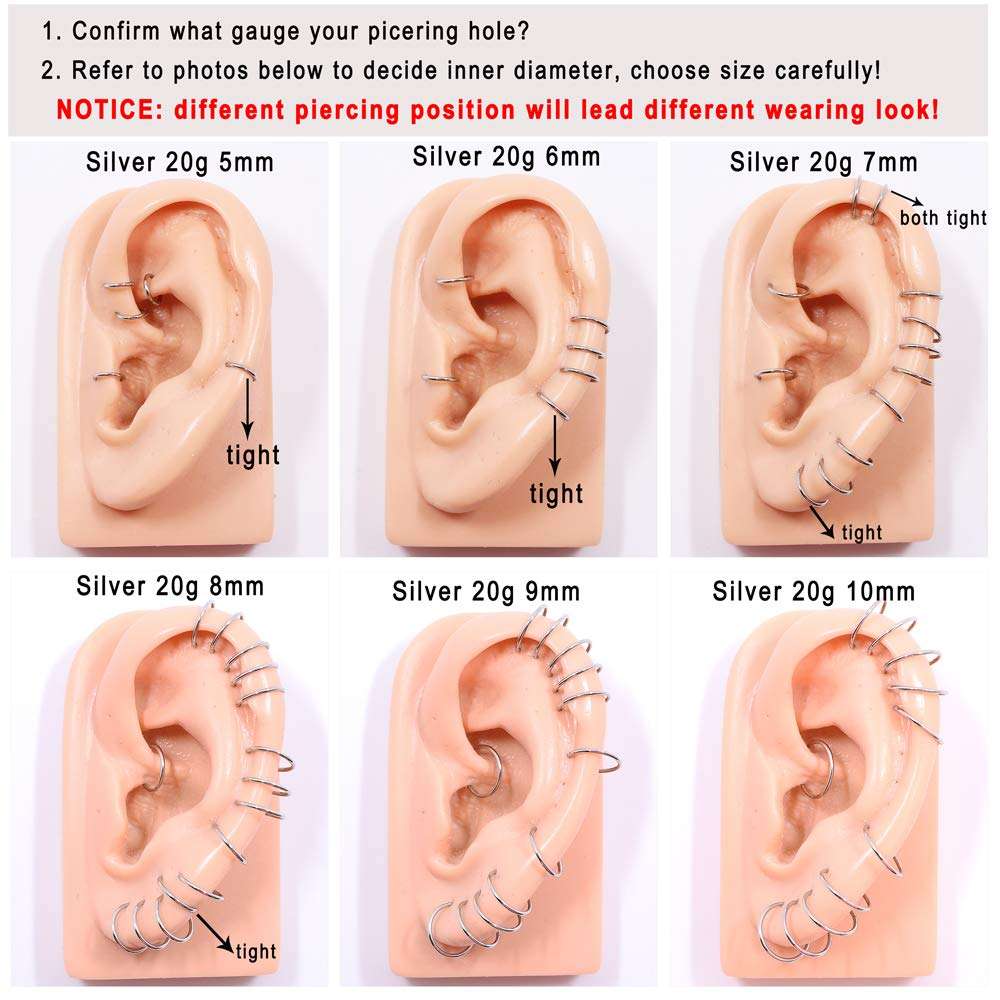 FANSING Men Women 316L Surgical Steel Hinged Nose Rings Hoop for Nostril Septum Cartilage Helix Daith Tragus Rook Conch Lip Ear Lobe Piercings - Image 4