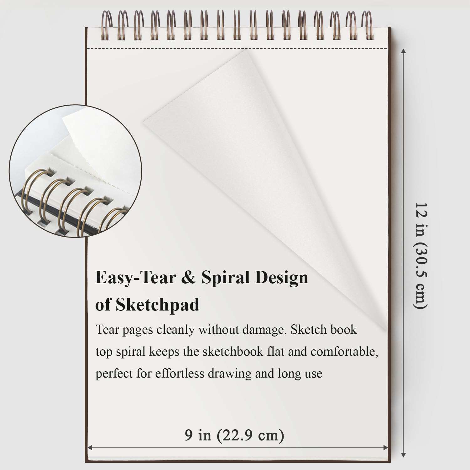 Fuxi 9" x 12" Sketch Book, Top Spiral Bound Sketch Pad, 100 Sheets 68lb/100gsm Acid-Free Drawing Paper, Art Sketchbook for Drawing Pad for Kids Artists & Beginners Professional Art Supplies for Adults - Image 4