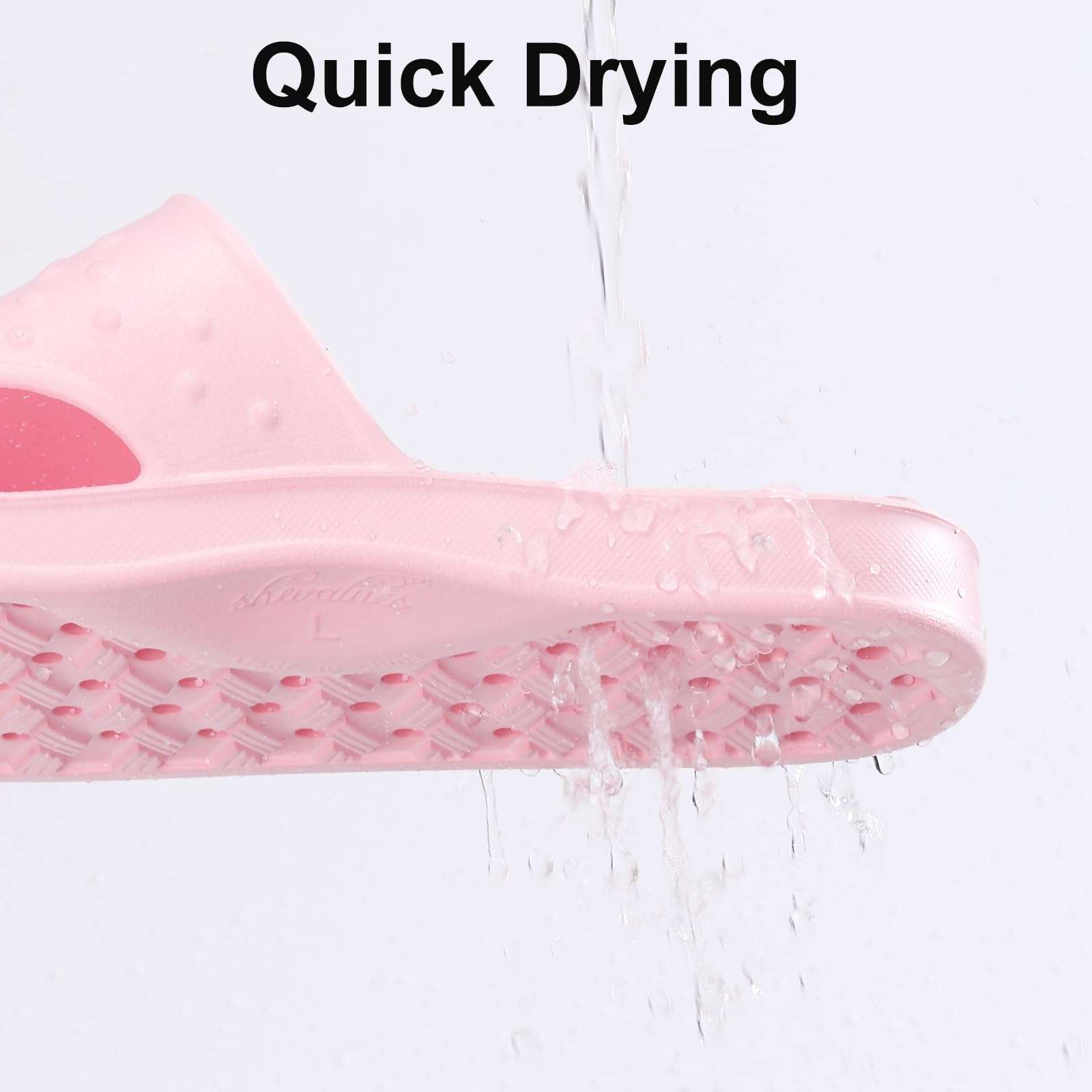 shevalues Shower Shoes for Women Men with Arch Support Quick Drying Pool Slides Lightweight Beach Sandals with Drain Holes - Image 3
