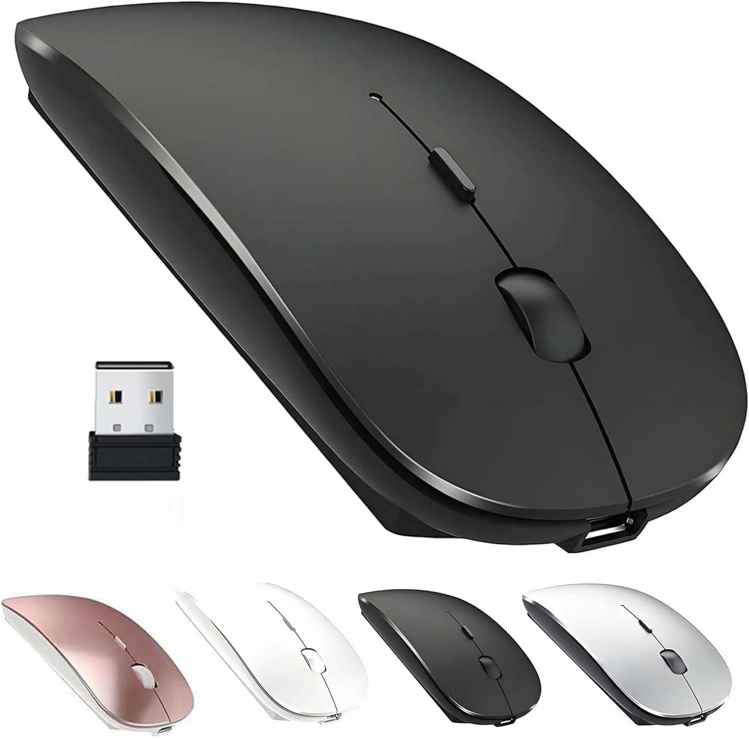 ZERU Bluetooth Mouse,Rechargeable Wireless Mouse for MacBook Pro/MacBook Air/Laptop/PC/Mac/iPad pro/Computer,Bluetooth 5.2 + 3.0 +2.4G USB Receiver - Image 1