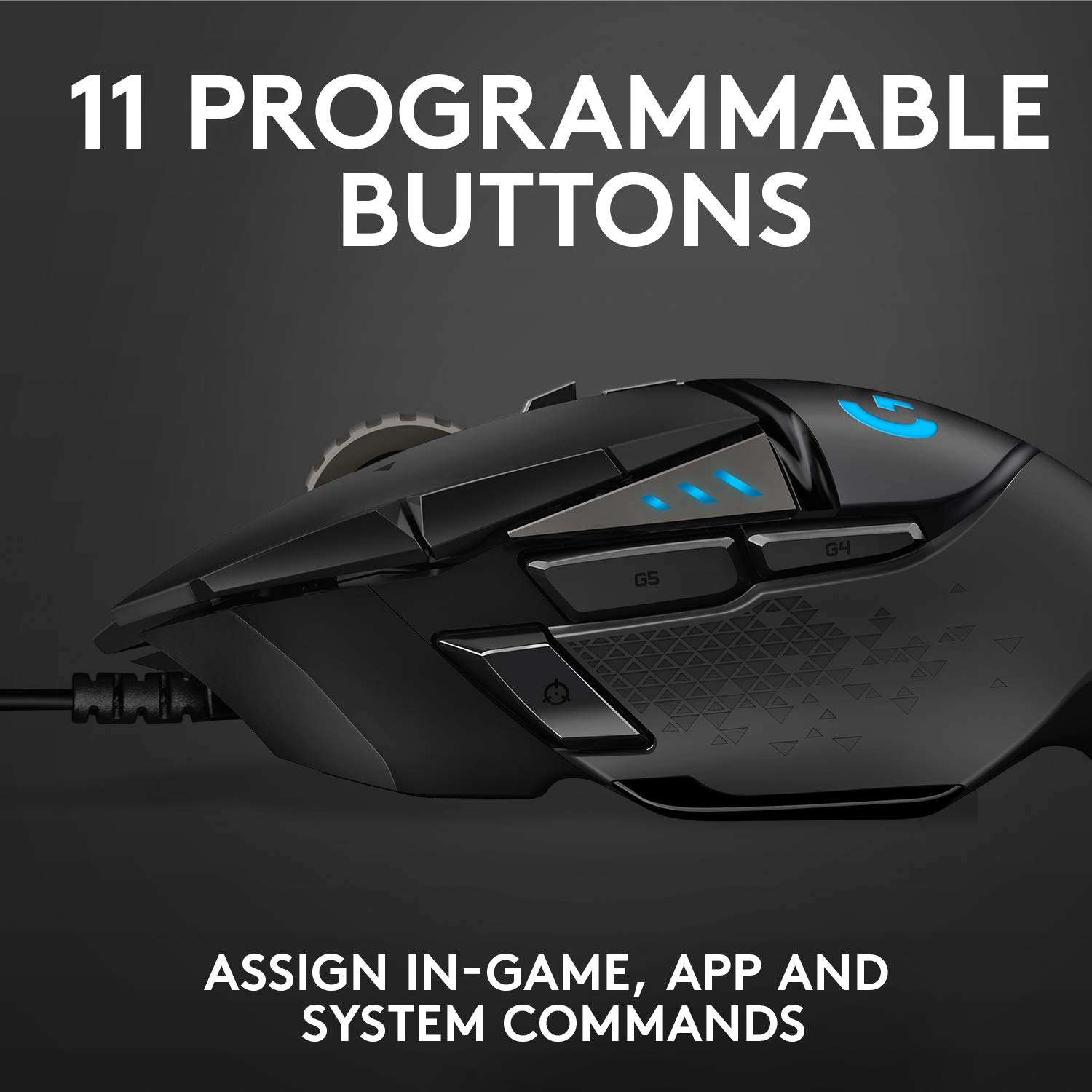 Logitech G502 HERO High Performance Wired Gaming Mouse, HERO 25K Sensor, 25,600 DPI, RGB, Adjustable Weights, 11 Buttons, On-Board Memory, PC/Mac - Image 4