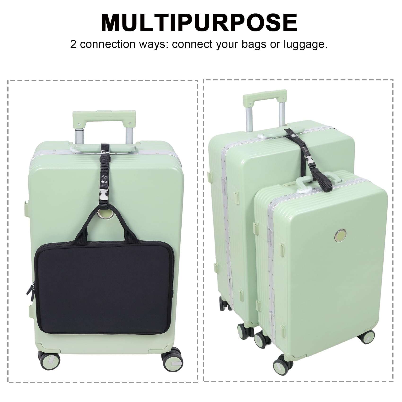 Vividwise Luggage Straps, Stretchable Luggage Connector Straps for Suitcases, Metal Buckle Add A Bag Adjustable Attachment Accessories Belts - Image 5