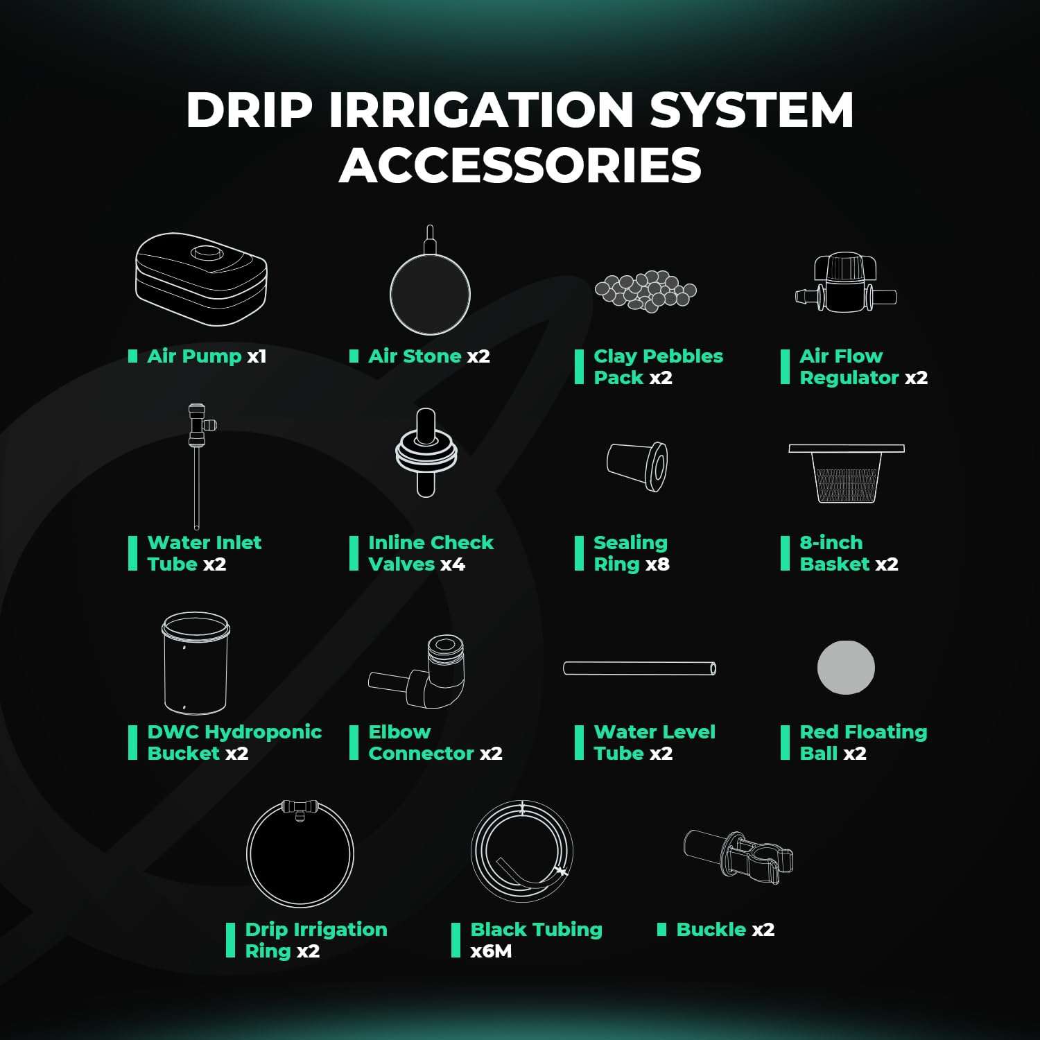 Mars Hydro DWC Hydroponics Grow System 5 Gallon Deep Water Culture with 8W Air Pump, Multi-Purpose Air Hose, Air Stone, 2 Buckets and Top Drip Kit - Image 6