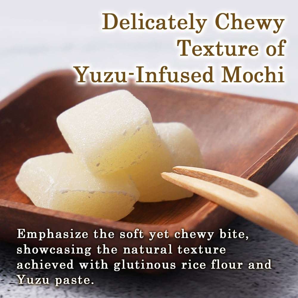 TOMOSAN Yuzu Mochi Candy, Traditional Japanese Citrus Sweets with Yuzu Paste, Soft & Chewy (300g / 10.58oz) - Image 2