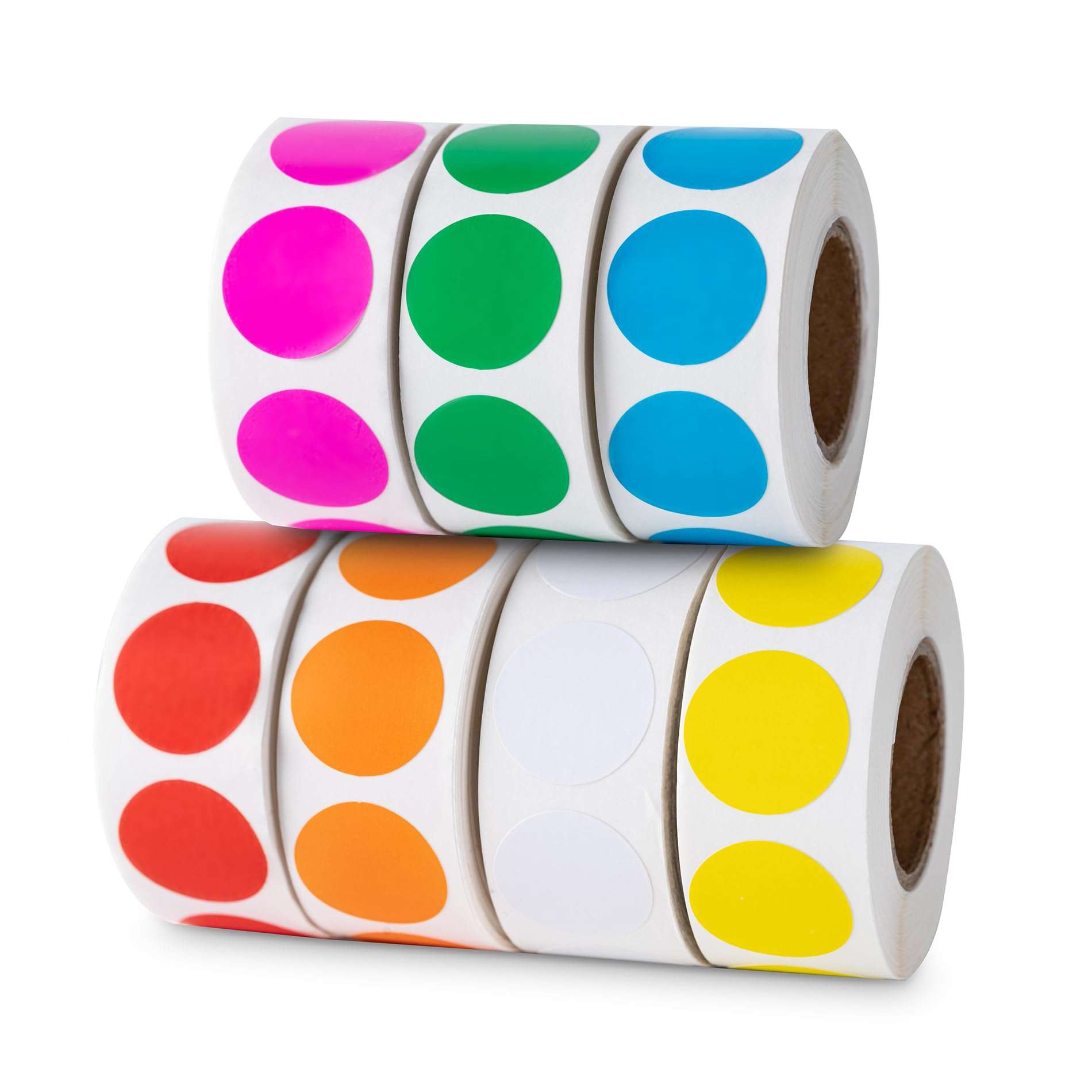 Hoewina 3500 Pcs Colored Dot Stickers, 3/4" Label Sticker Round Color Coding Labels Circle Dots Labels Circle Stickers for Office,Classroom,Family（Etc - 7 Colors, 500 Labels/Roll） - Image 1